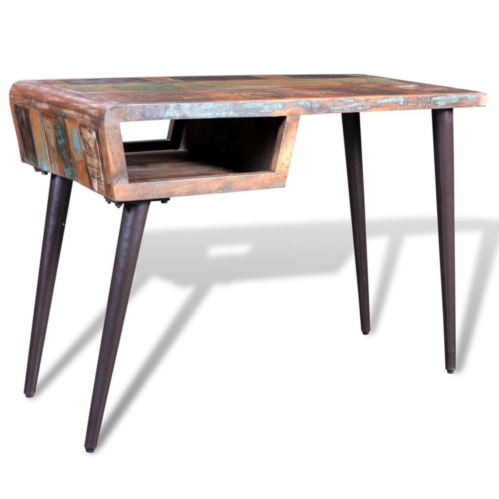 Voir la diapositive 4 : VIDAXL Bureau avec pieds en fer bois de recuperation