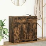 VIDAXL Buffet avec tiroir chene fume 80x34x76 cm bois d'ingenierie
