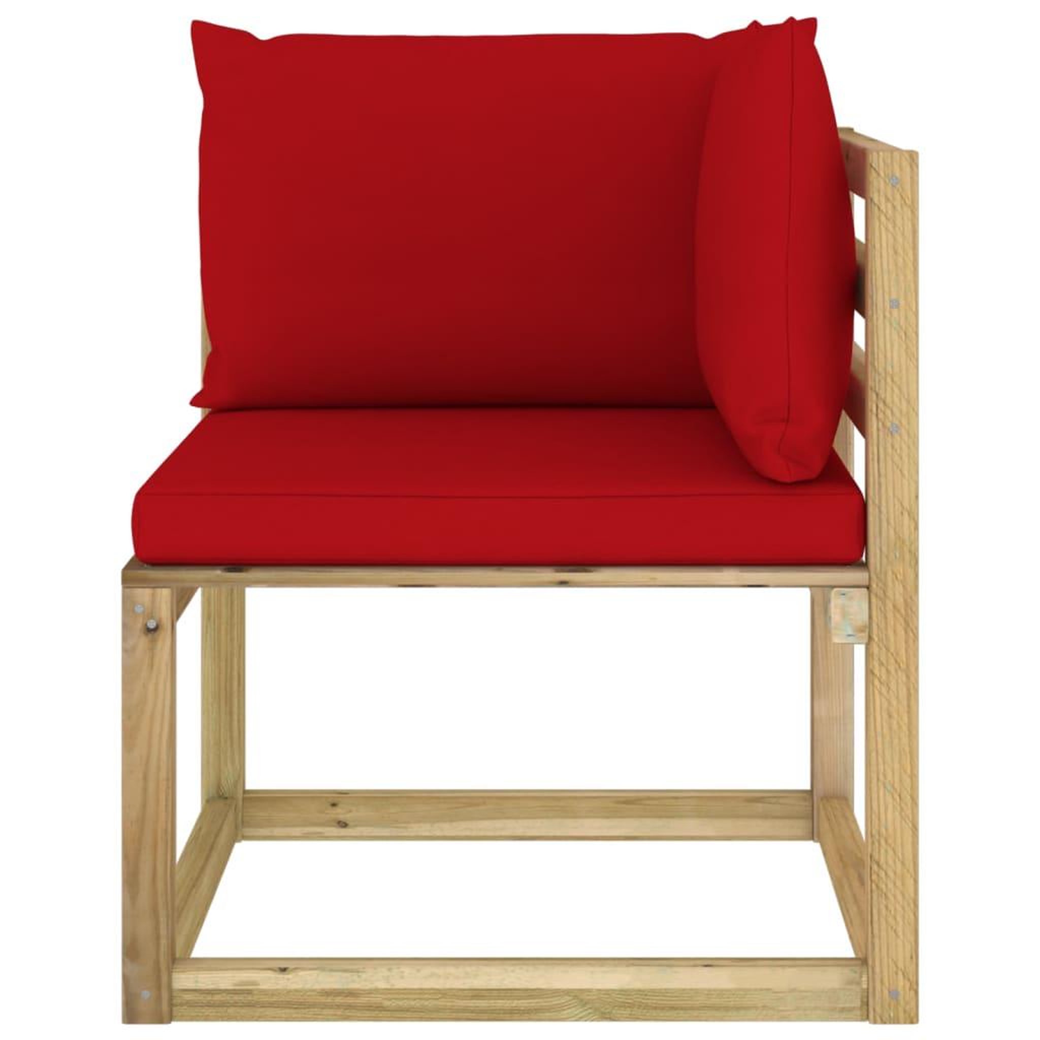 Voir la diapositive 4 : VIDAXL Canape d'angle de jardin avec coussins Bois impregne de vert