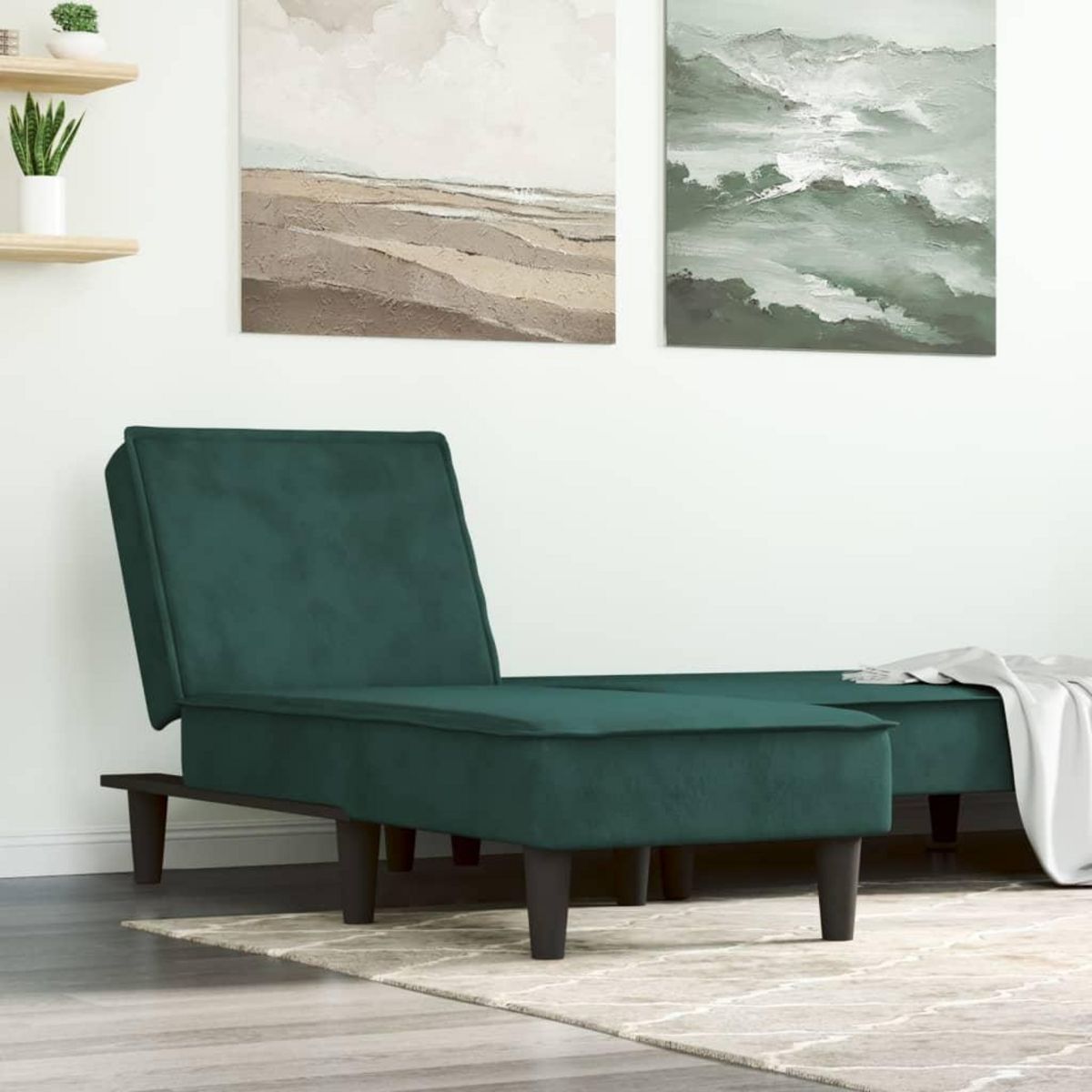 VIDAXL Chaise longue vert fonce velours