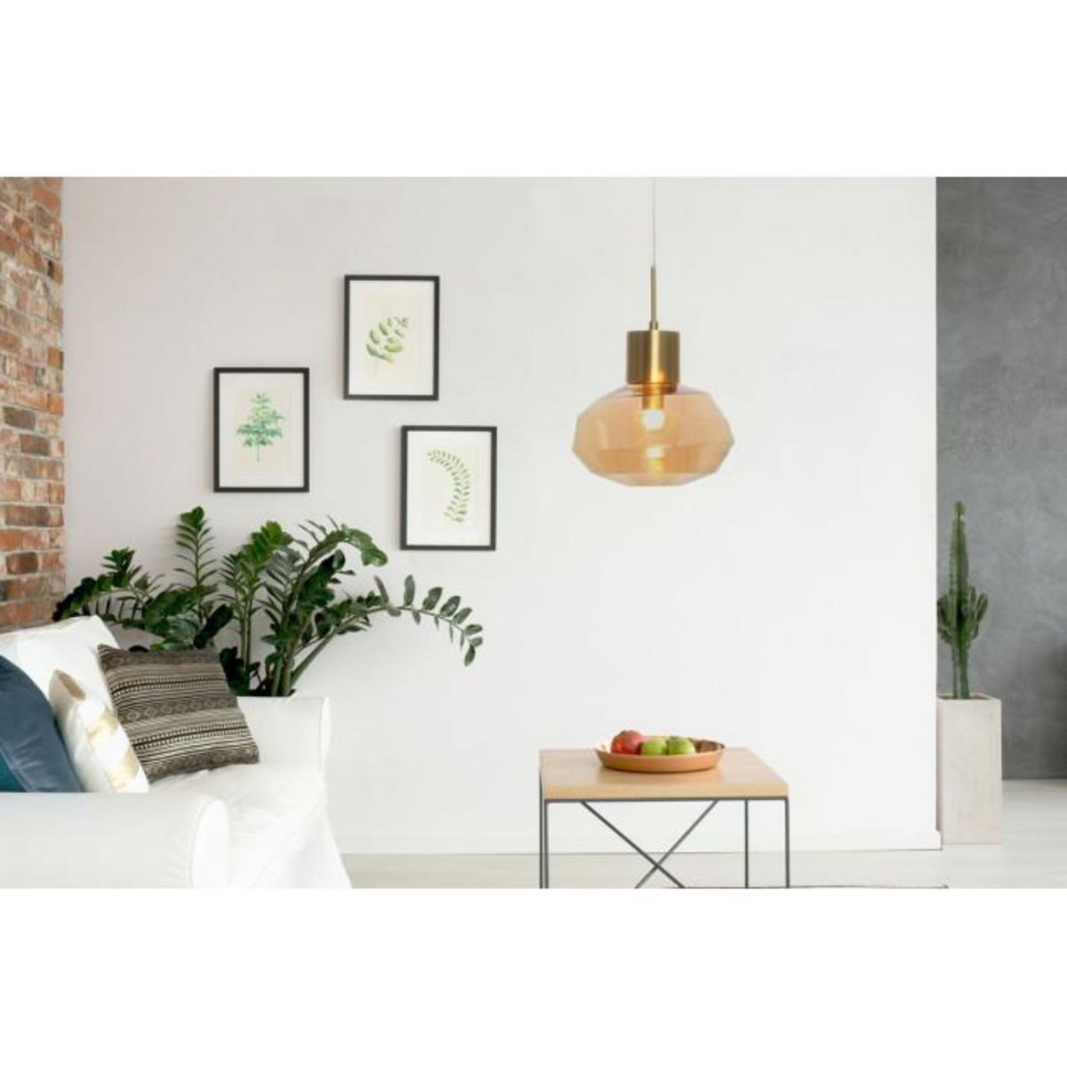 Paris Prix Lampe Suspension Design  Vince  32cm Ambre