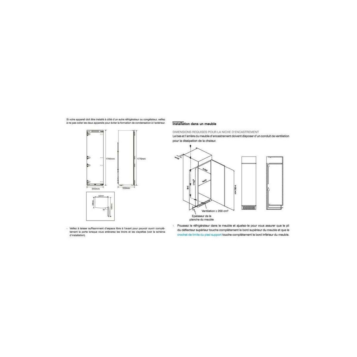 ESSENTIEL B Réfrigérateur 1 porte encastrable ERLVI180-55miB