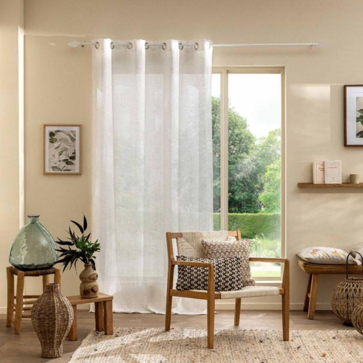 Paris Prix Rideau Voilage à Œillets  Marius  140x280cm Beige