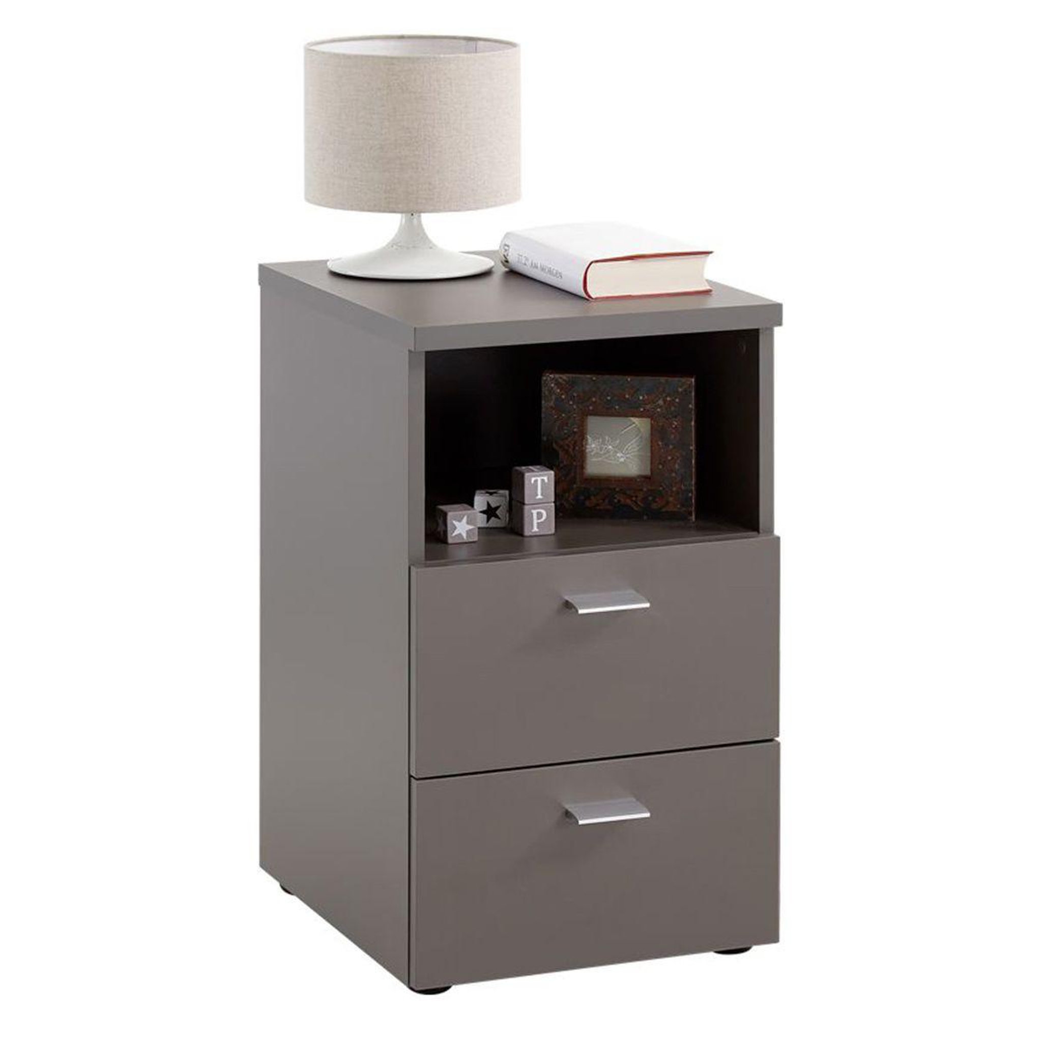 Paris Prix Table de chevet 2 tiroirs  macom  61cm gris