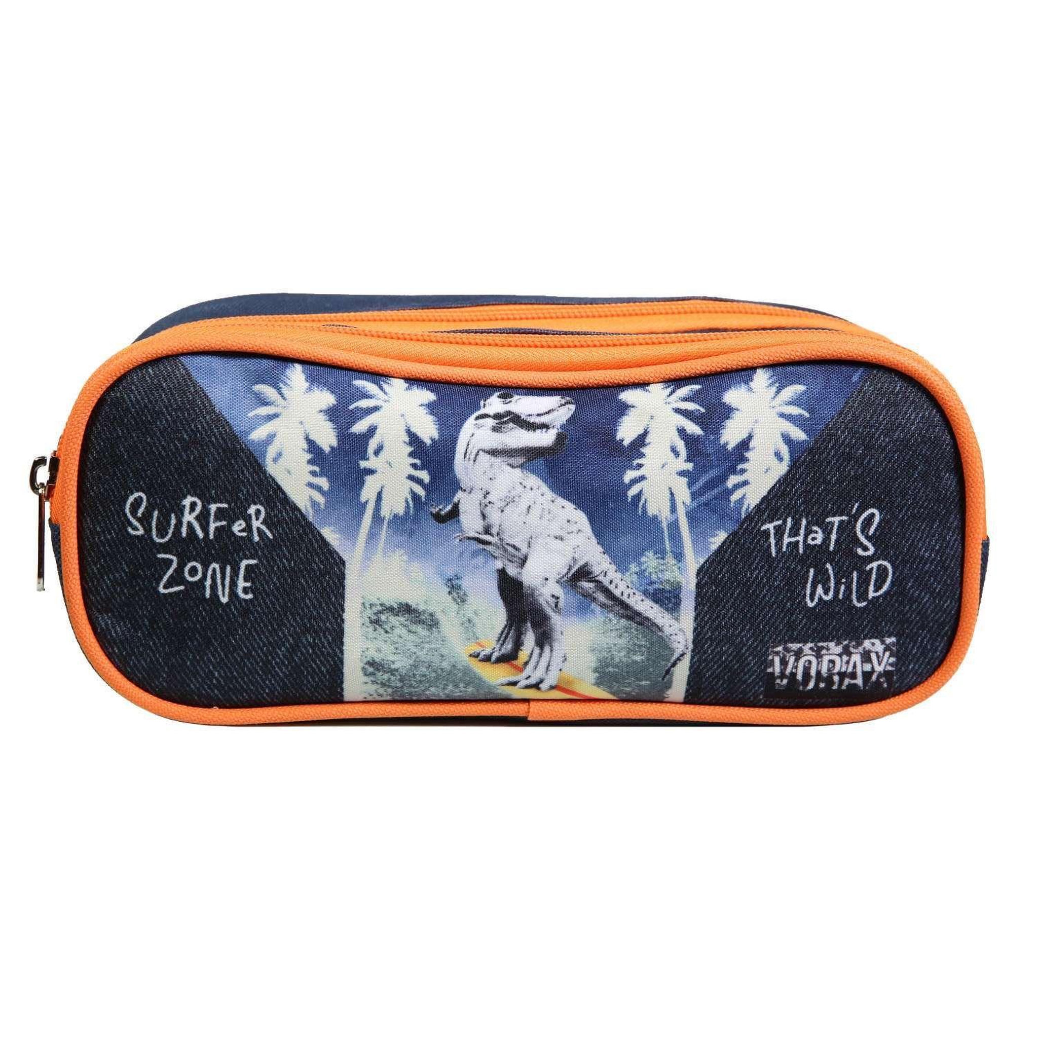 Bagtrotter BAGTROTTER Trousse scolaire 2 compartiments Vorax Dinosaure Bleue