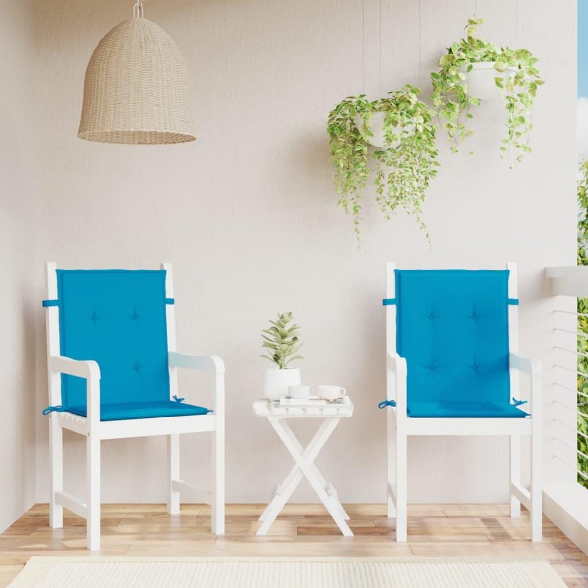 VIDAXL Coussins de chaise de jardin a dossier bas lot de 2 bleu