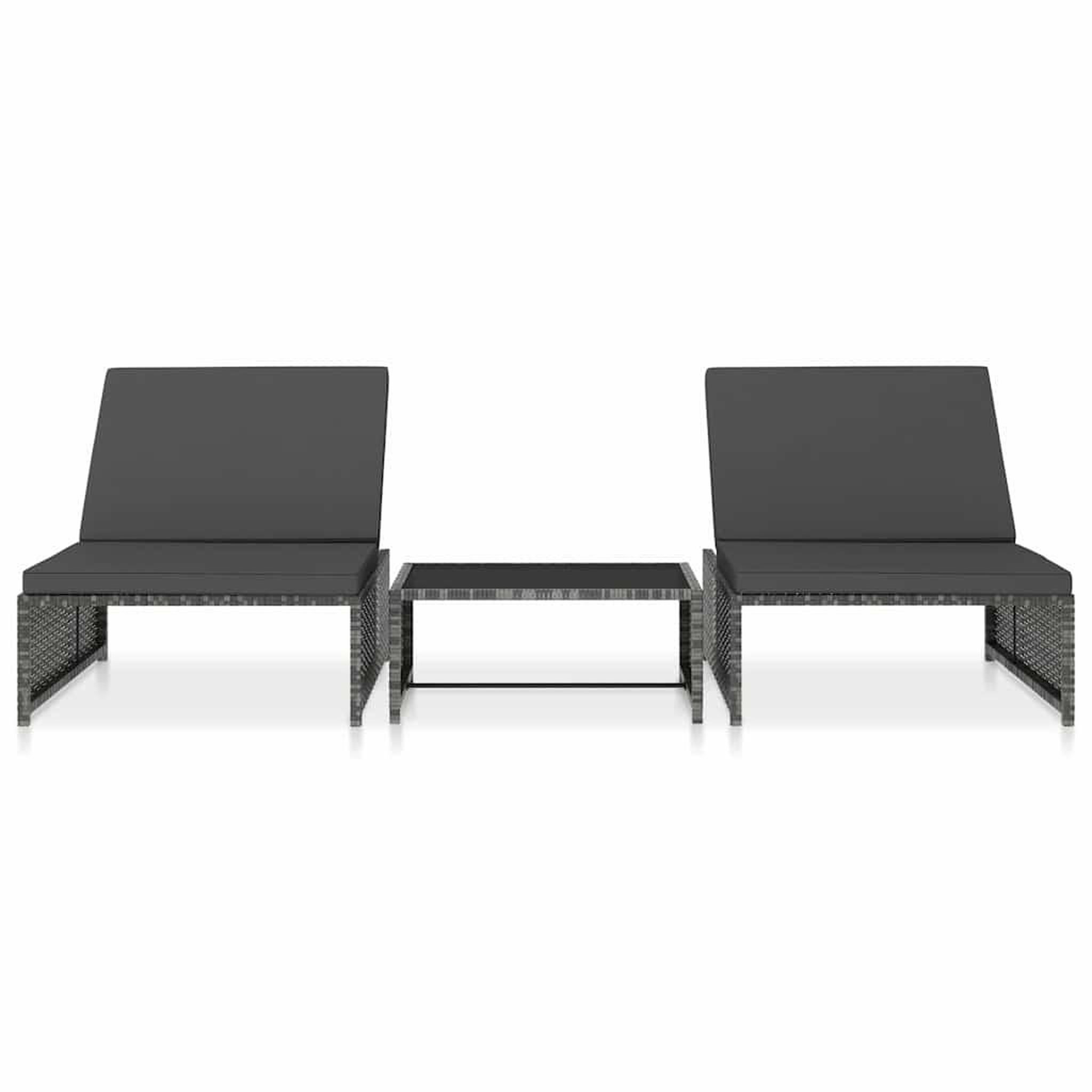 Voir la diapositive 2 : VIDAXL Chaises inclinables de jardin lot de 2 et table resine tressee