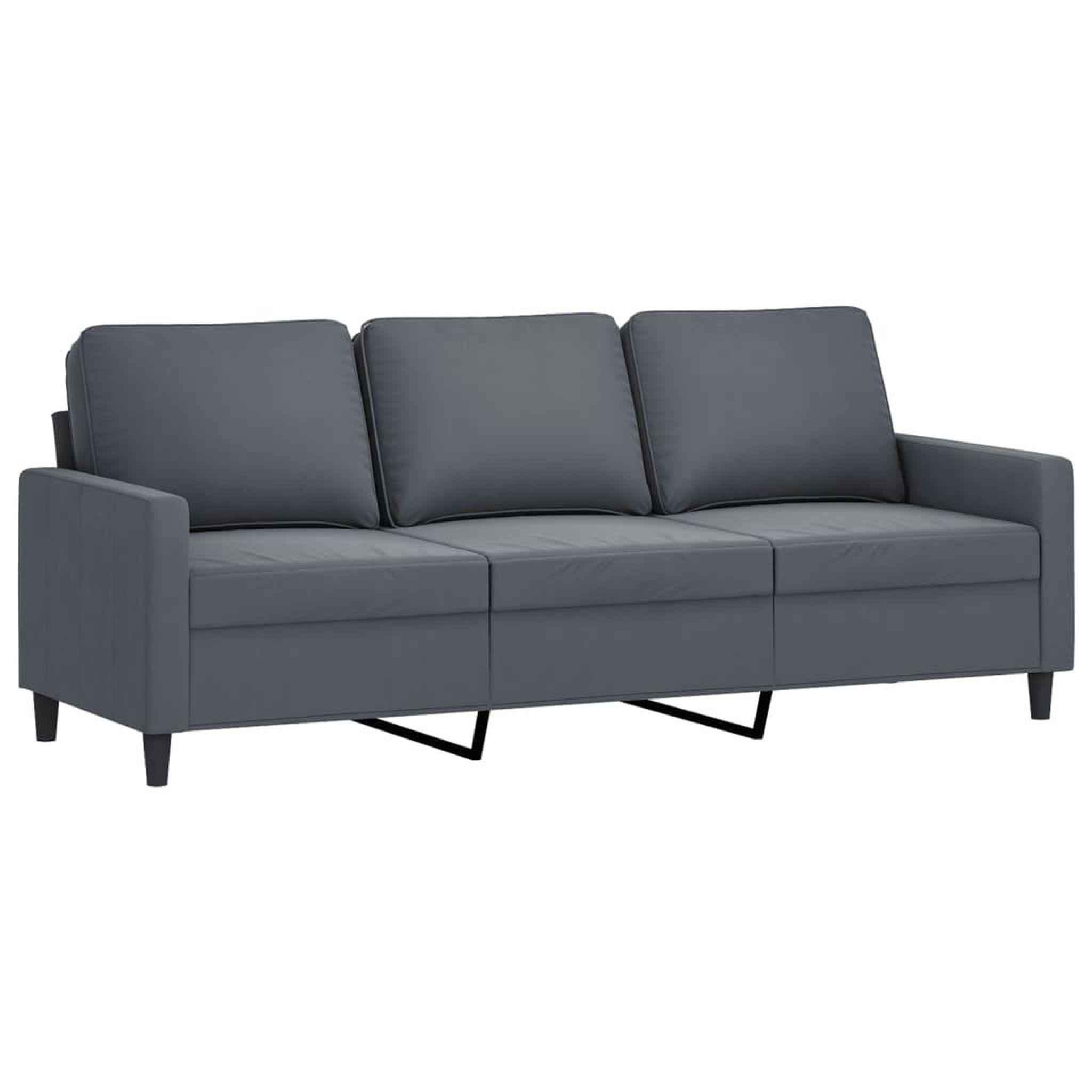 Voir la diapositive 5 : VIDAXL Ensemble de canapes 3 pcs avec coussins Gris fonce Velours
