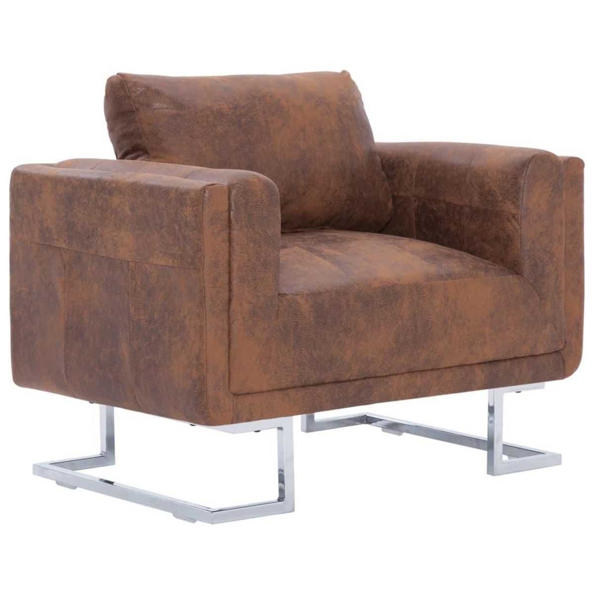 VIDAXL Fauteuil cube Marron Similicuir daim