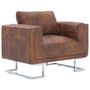 Voir la diapositive 2 : VIDAXL Fauteuil cube Marron Similicuir daim