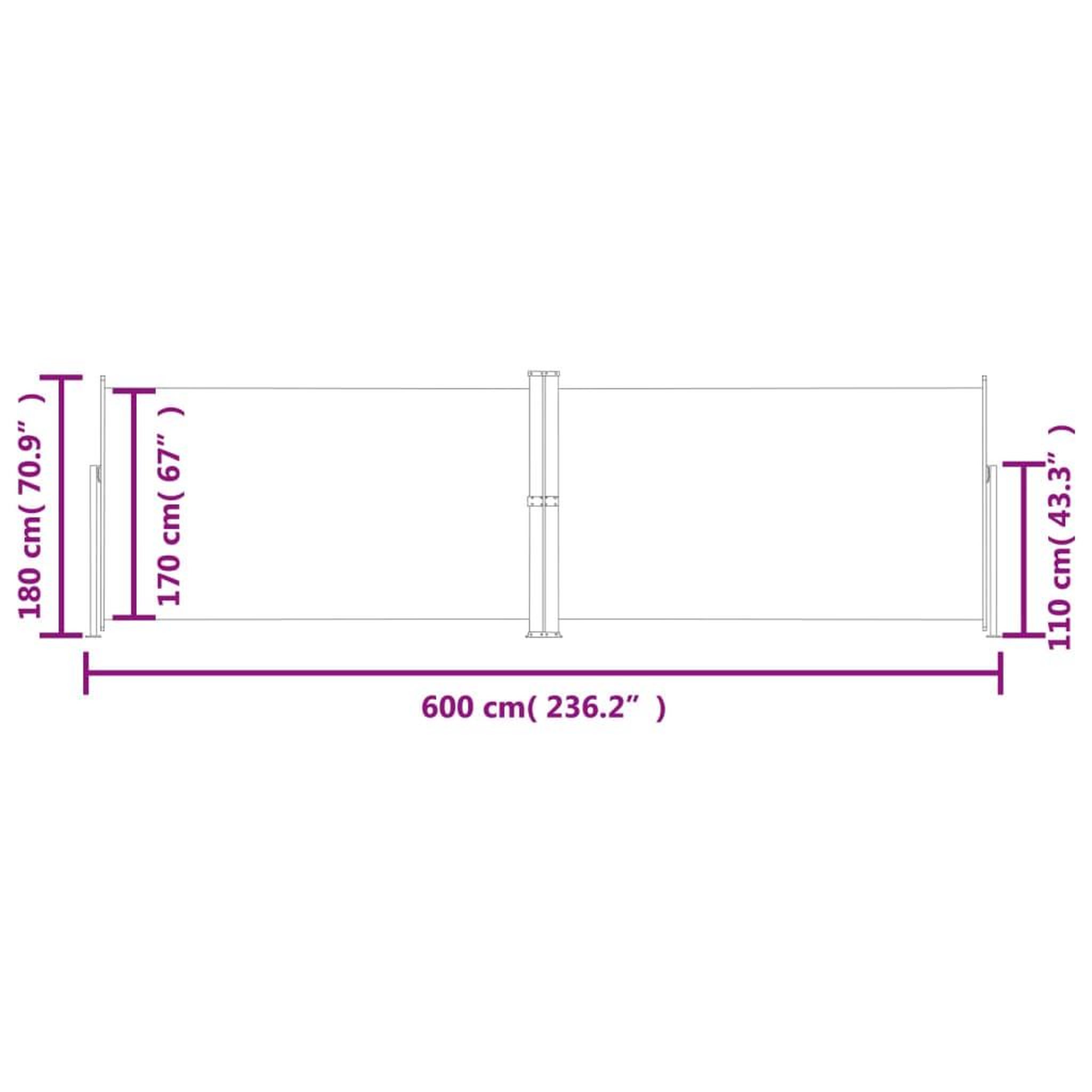 Voir la diapositive 6 : VIDAXL Auvent lateral retractable Rouge 180x600 cm