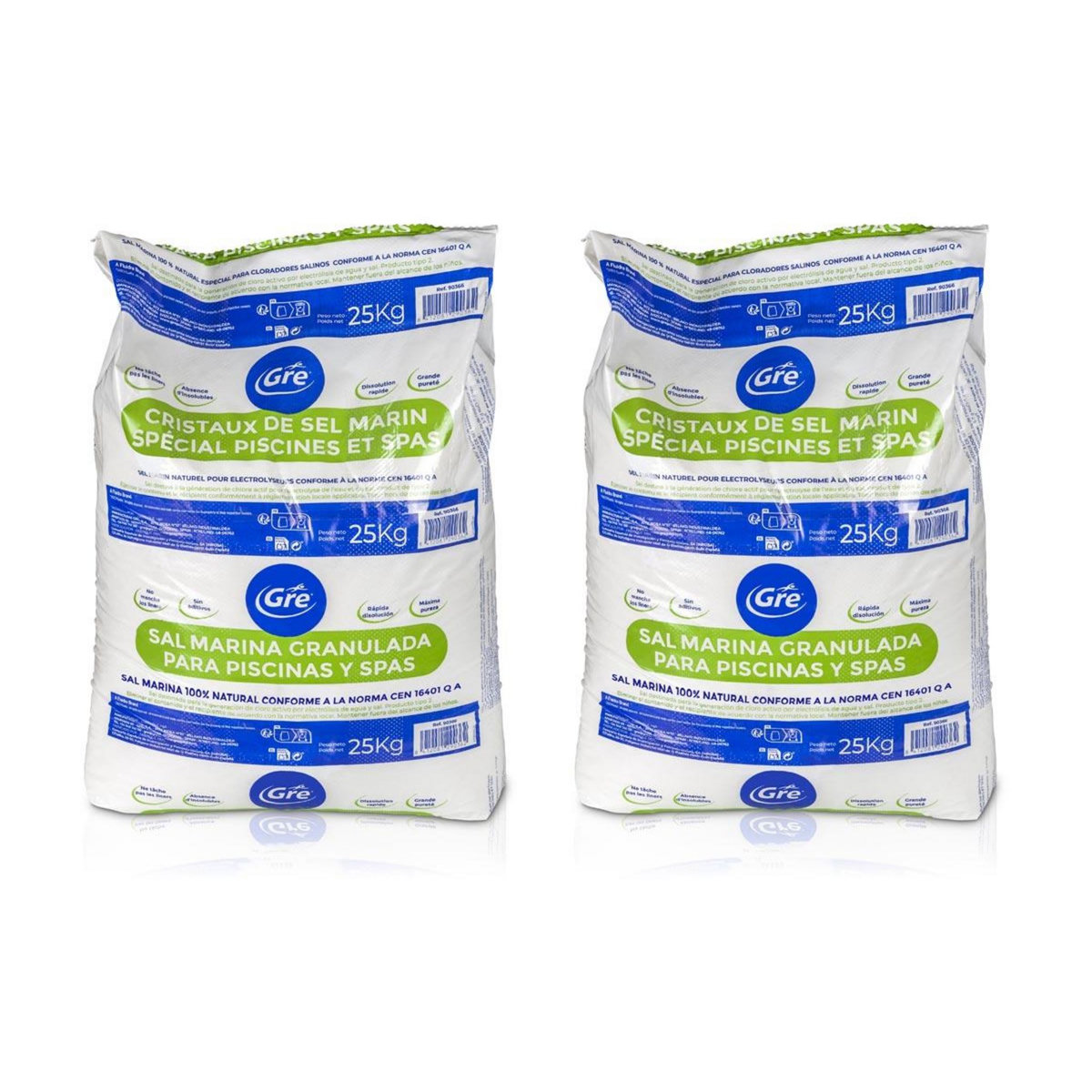 GRE Lot de 2 sacs de sel de piscine granulé 25 kg - Gré