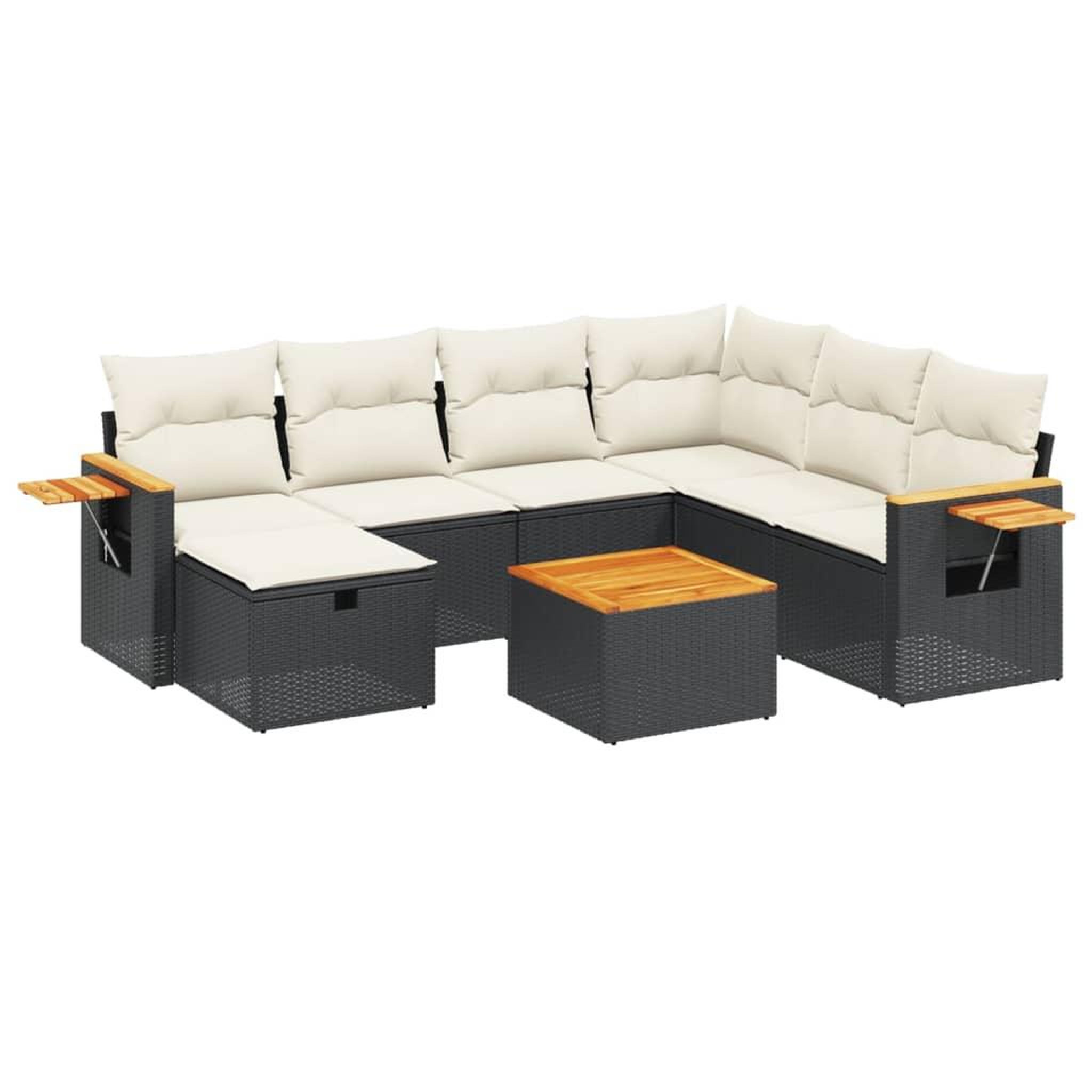 Voir la diapositive 2 : VIDAXL Salon de jardin 8 pcs avec coussins noir resine tressee