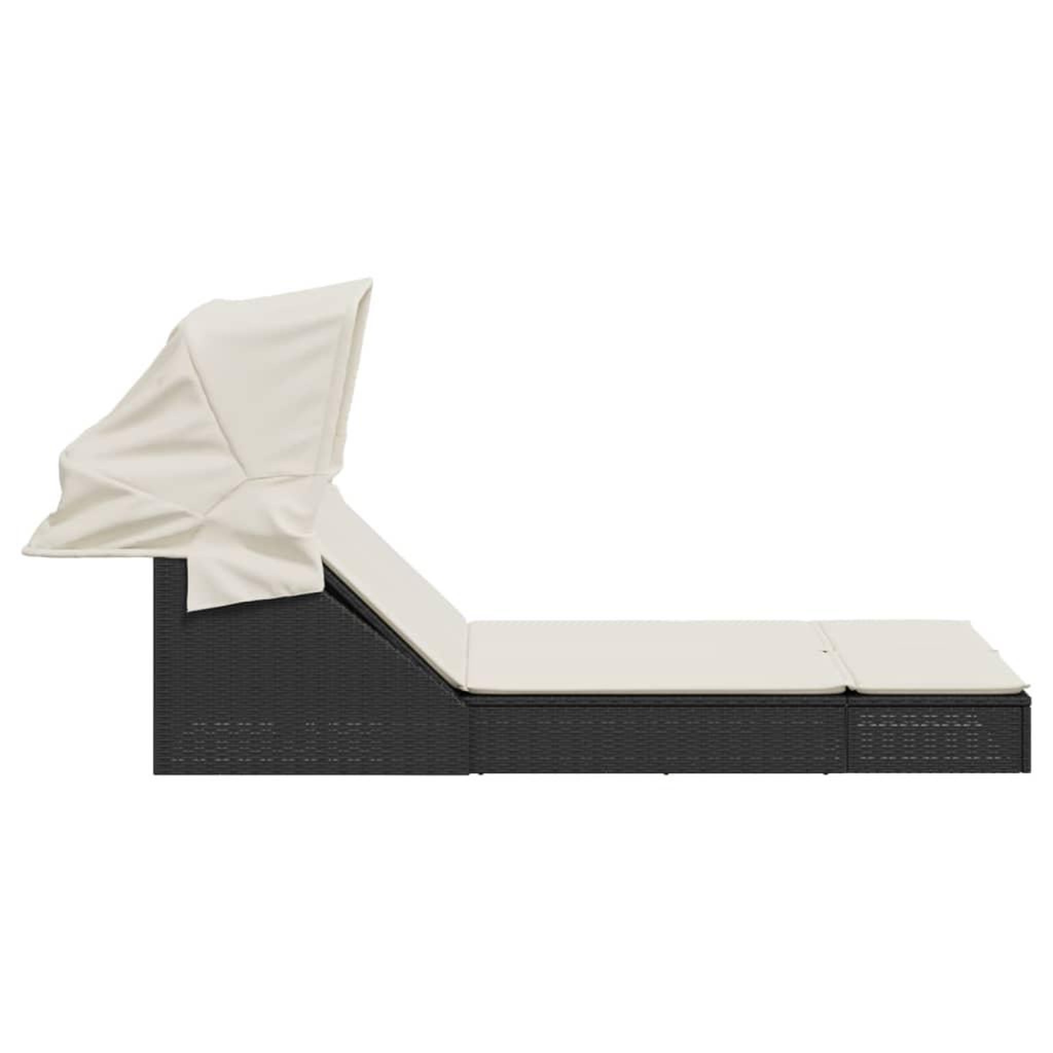 Voir la diapositive 4 : VIDAXL Chaise longue double et auvent et coussins noir resine tressee