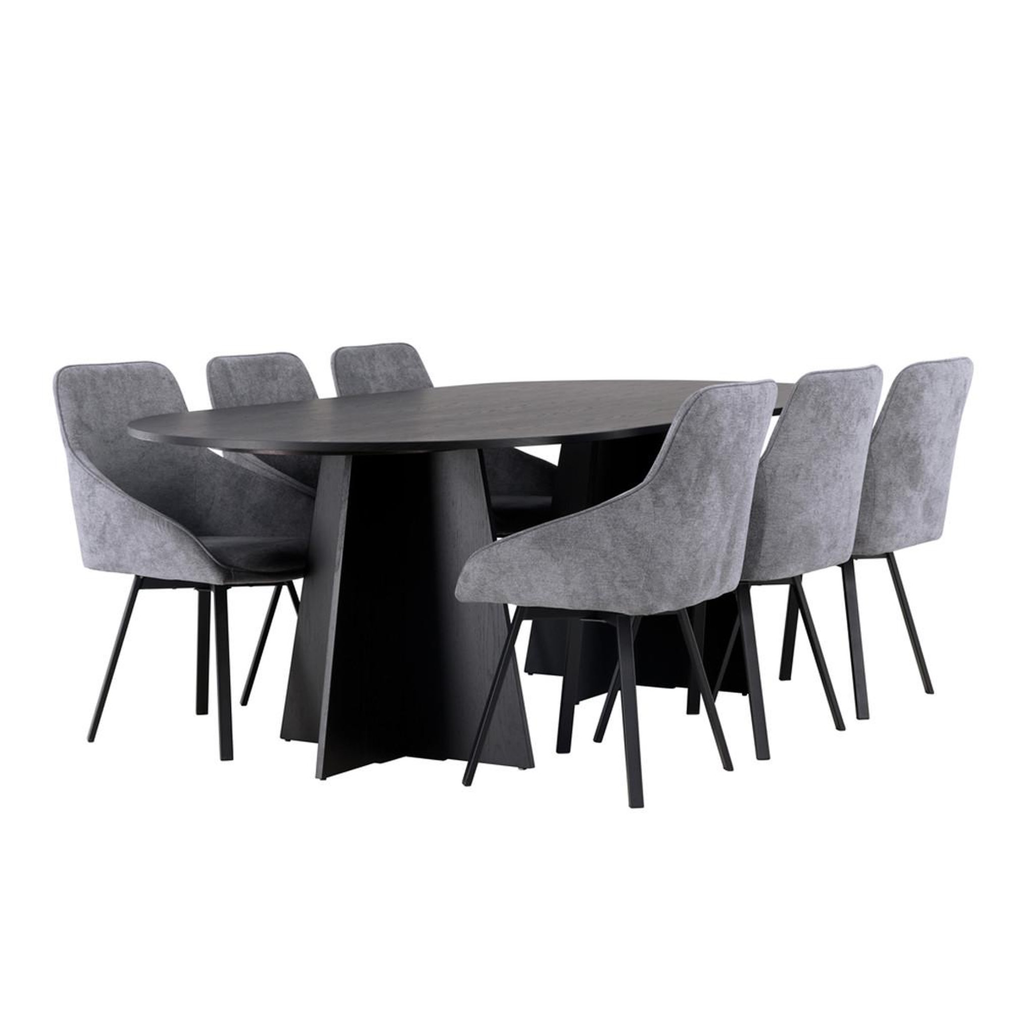 Paris Prix Ensemble table à manger & 6 chaises  bootcut & rosie  230cm noir & gris
