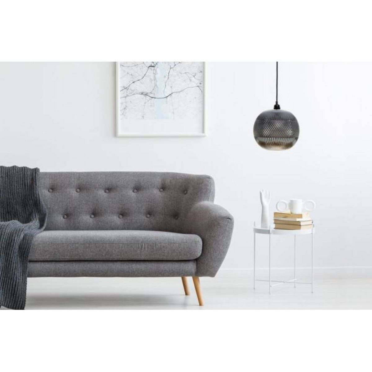 Paris Prix Lampe Suspension en Verre  Neptun  26cm Argent