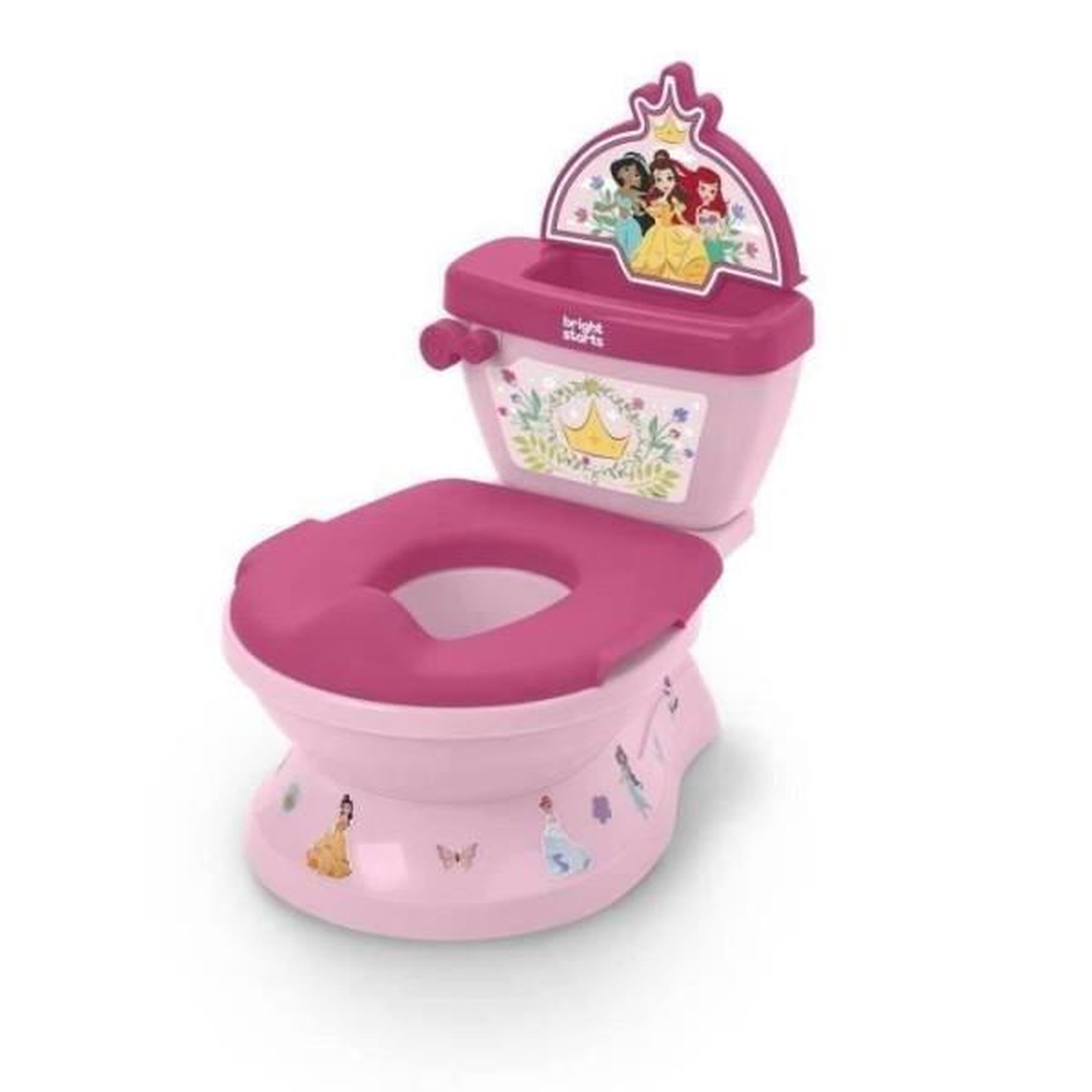 Bright Starts DISNEY BABY - PRINCESSES- Mini toilette avec réducteur de lunette de toilette inclus, 2 en 1, MySize, Pot amovible facile a net