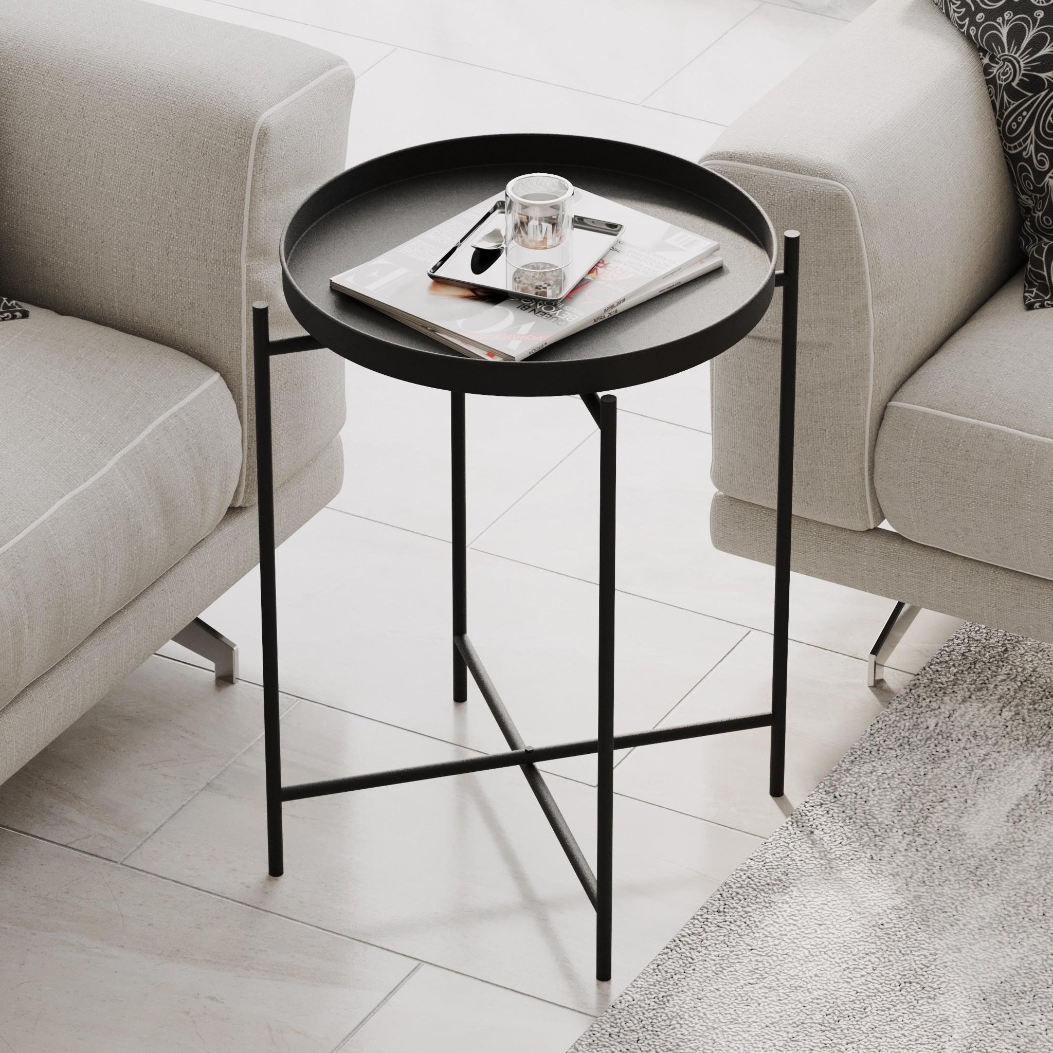 Voir la diapositive 3 : Habitat et Jardin Table basse en métal  sheby  46 x 46 x 56 cm - noir