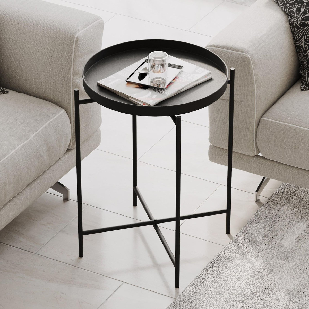 Habitat et Jardin Table basse en métal  Sheby  46 x 46 x 56 cm - Noir