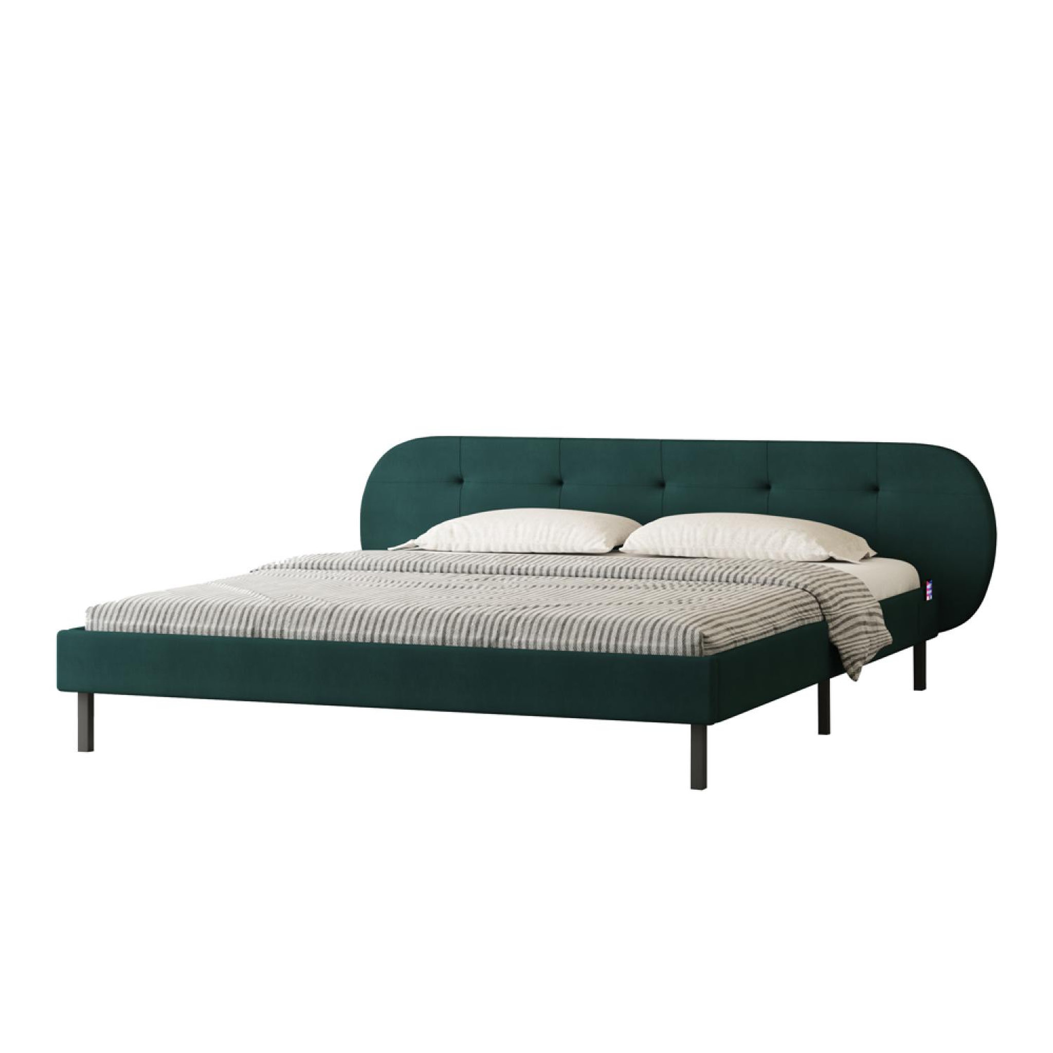 Voir la diapositive 5 : CONCEPT USINE Lit capitonné 140x190cm vert avec tête de lit et sommier tulsa
