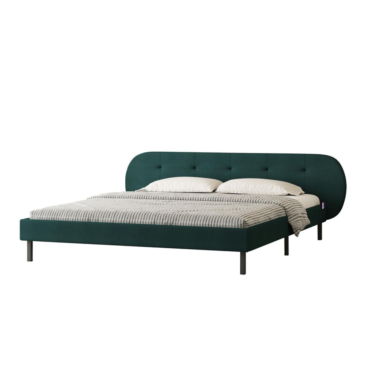 CONCEPT USINE Lit capitonné 140x190cm vert avec tête de lit et sommier TULSA