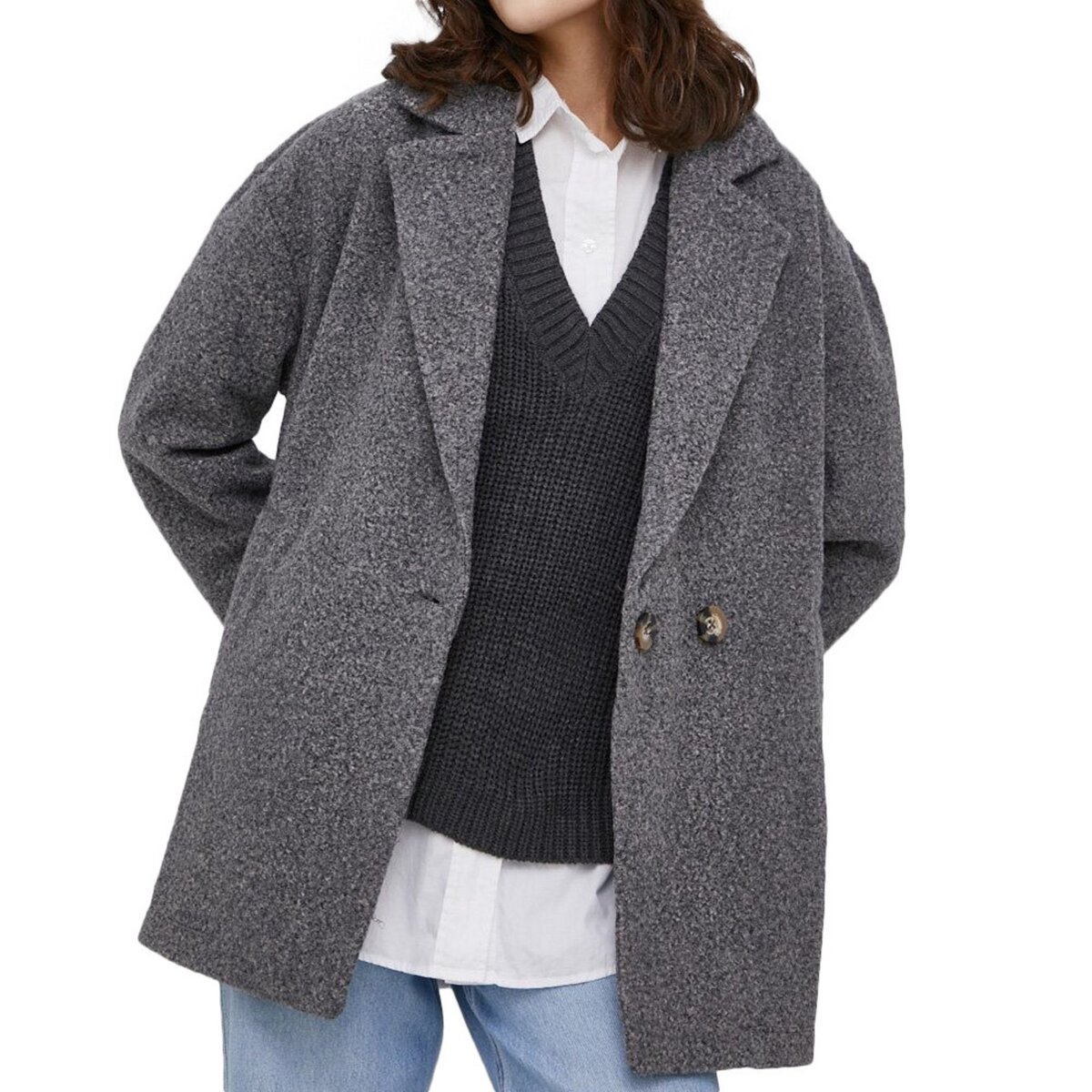 Manteau gris shop femme pas cher