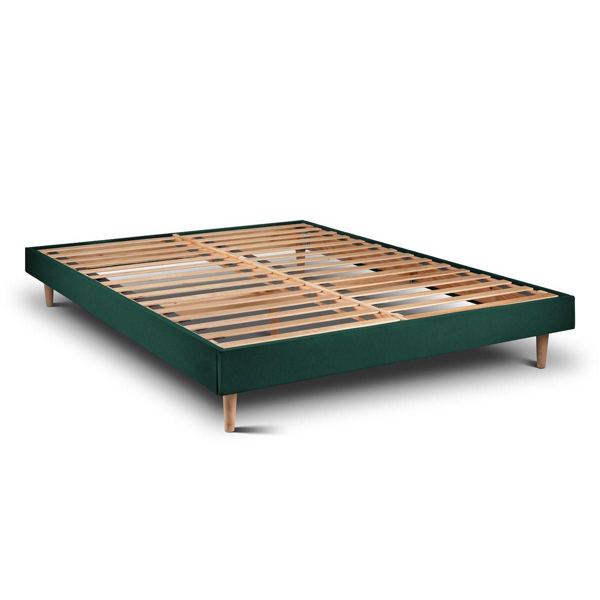 Sommeil de Plomb Lit avec tête de lit tapissier velours et sommier kit - Hauteur totale : 29cm