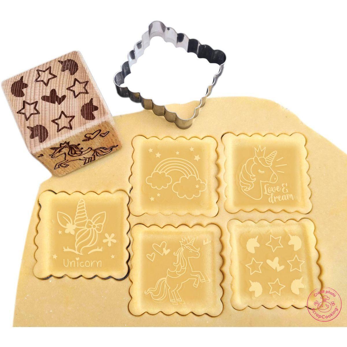 SCRAPCOOKING Set d'ustensiles de cuisine à biscuit forme licorne + découpoir