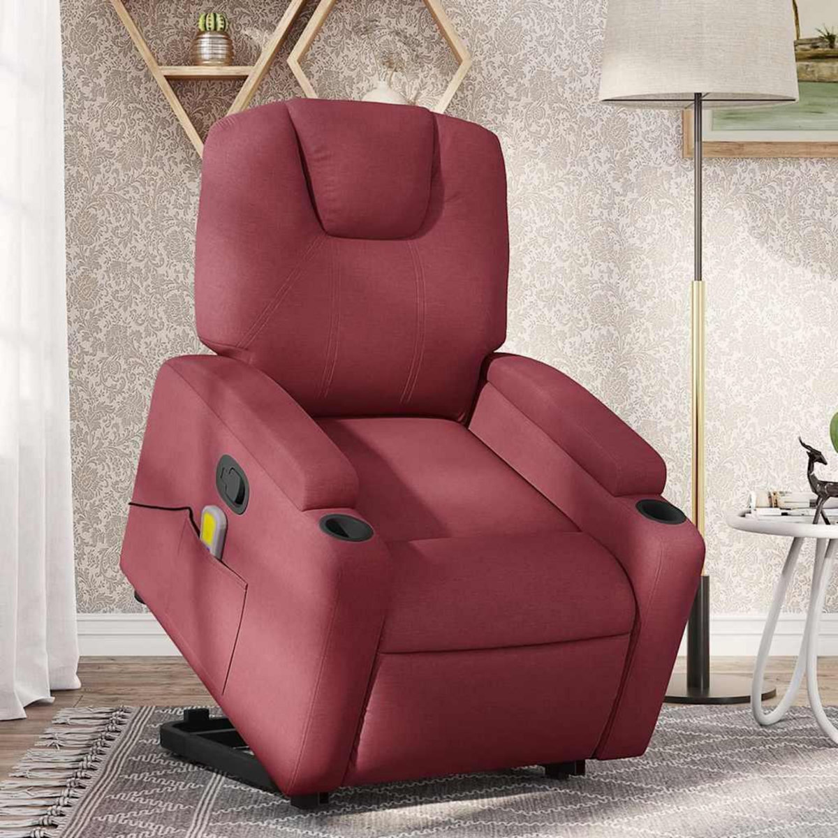 VIDAXL Fauteuil inclinable de massage Rouge bordeaux Tissu