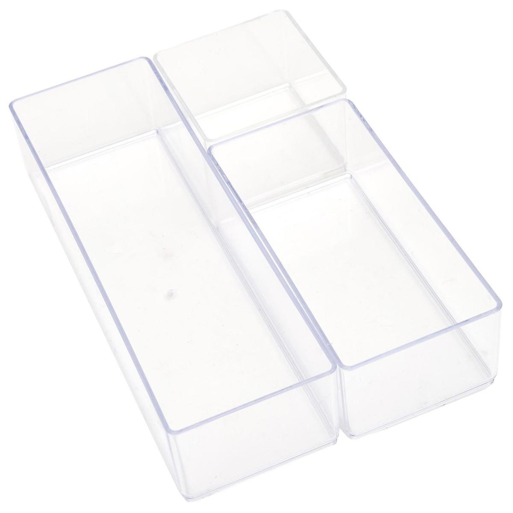 Cosmetic Club Lot de 3 organisateurs de tiroir  cosmétique  22cm transparent