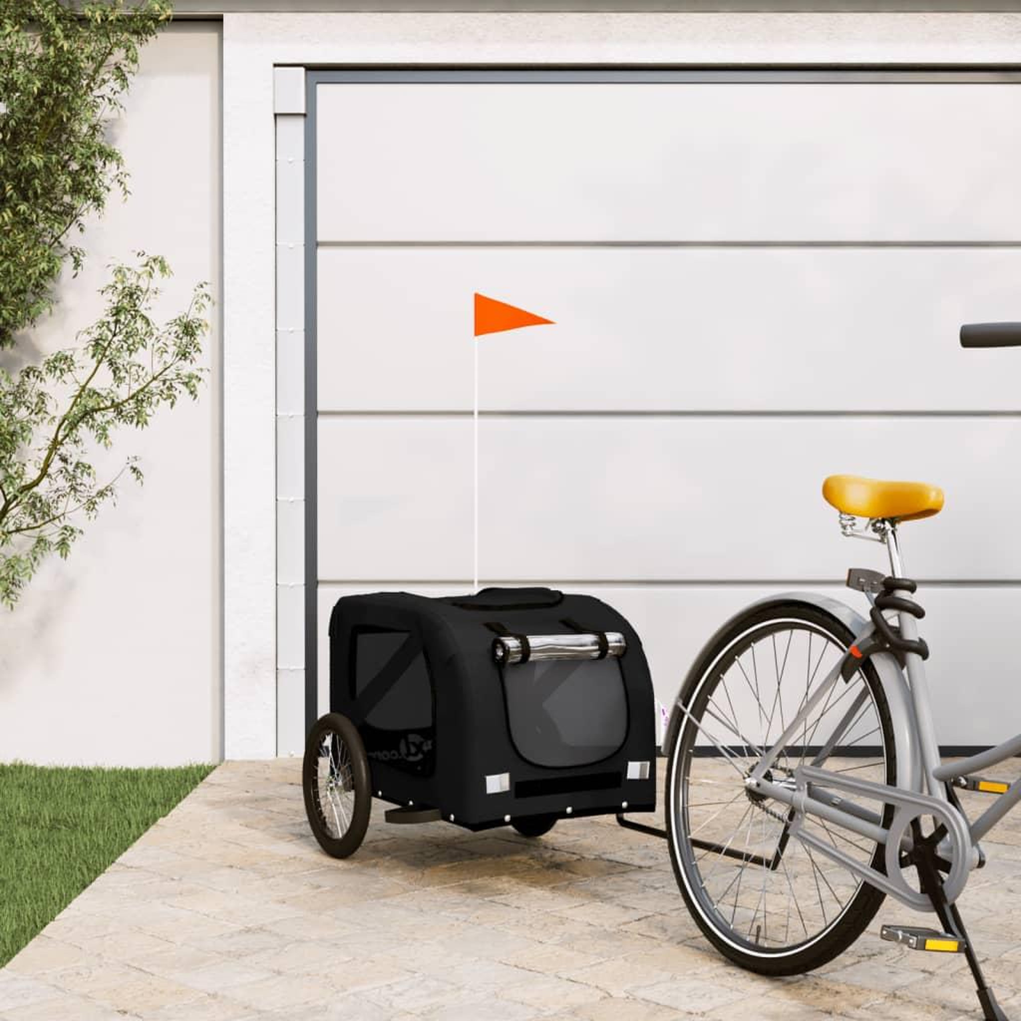 VIDAXL Remorque de velo pour animaux de compagnie noir