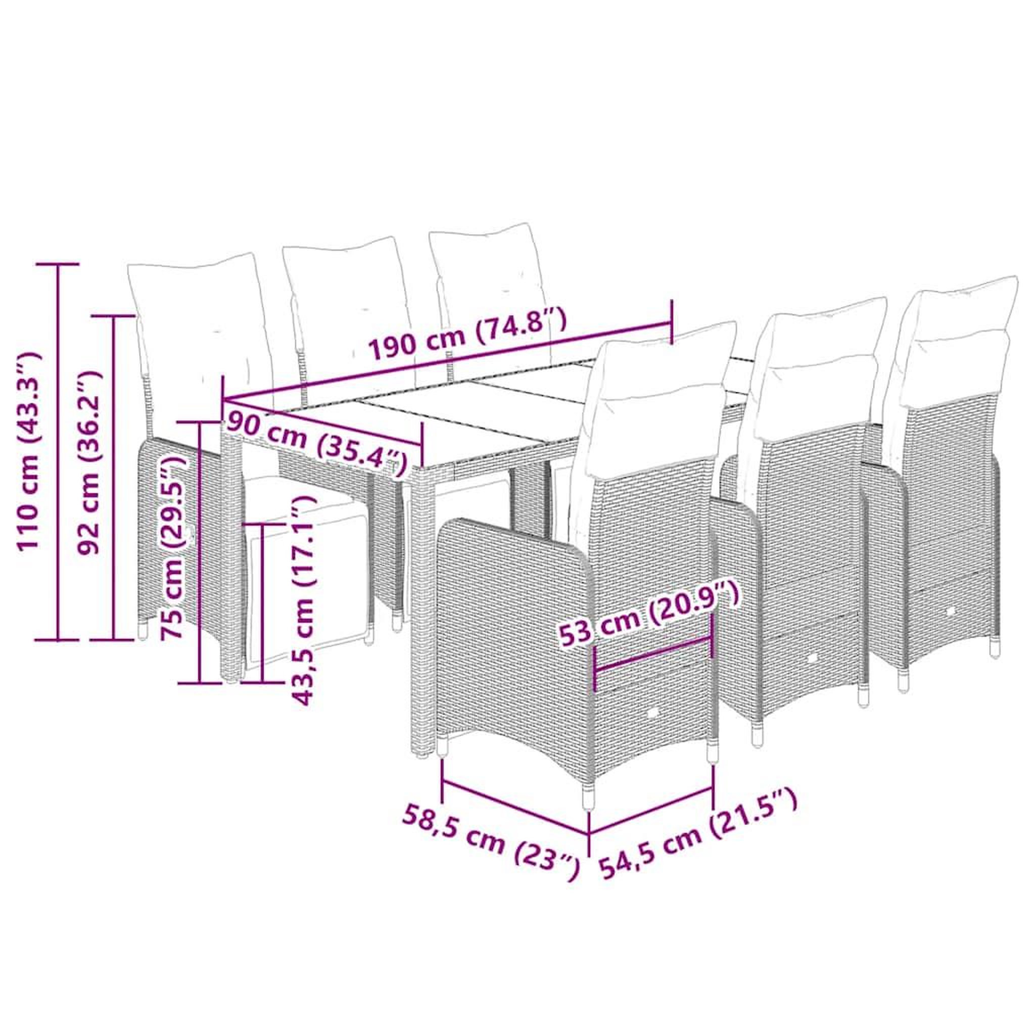 Voir la diapositive 6 : VIDAXL Ensemble de bistro de jardin 7 pcs coussins noir poly rotin