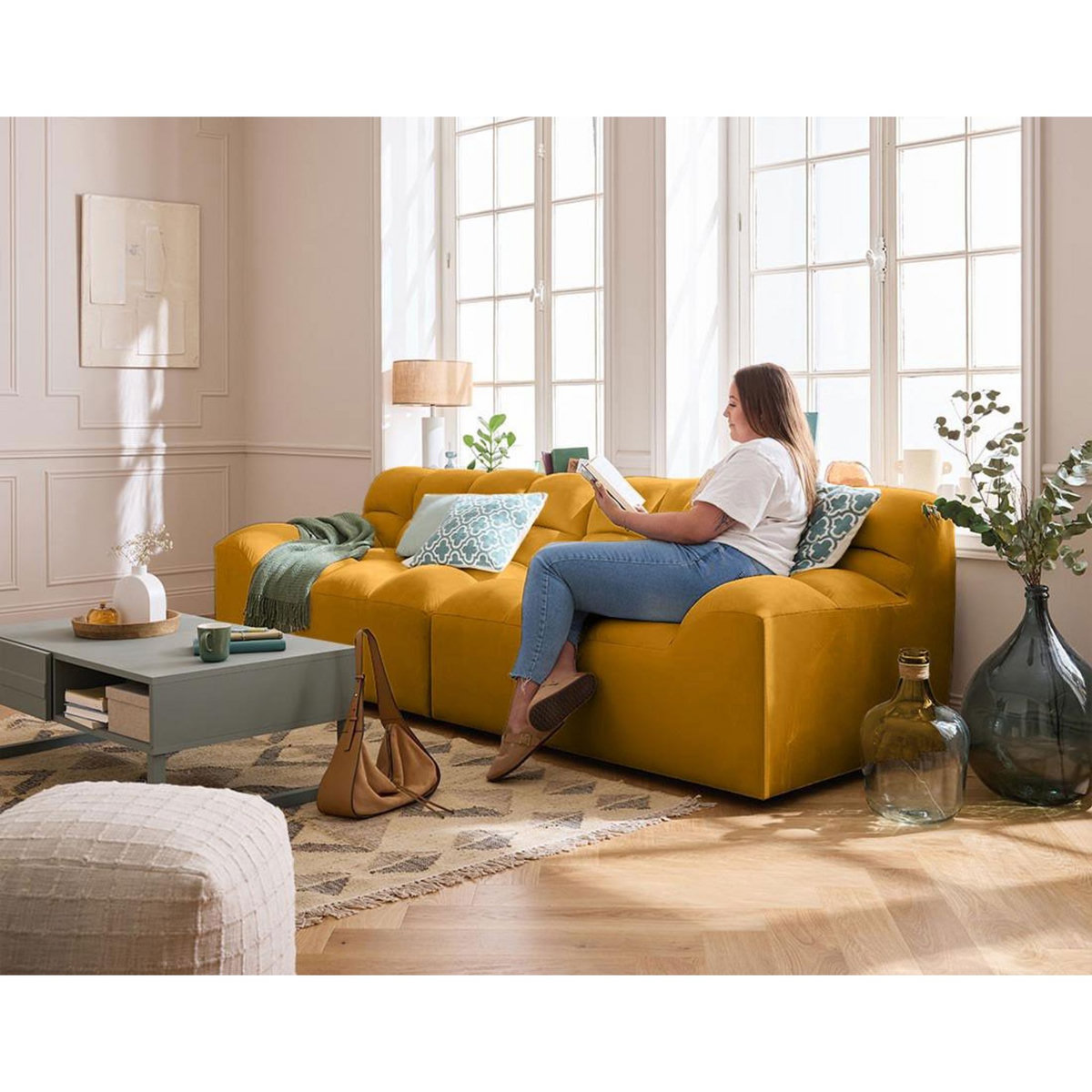 LISA DESIGN Napoli - canapé droit 4 places - en velours