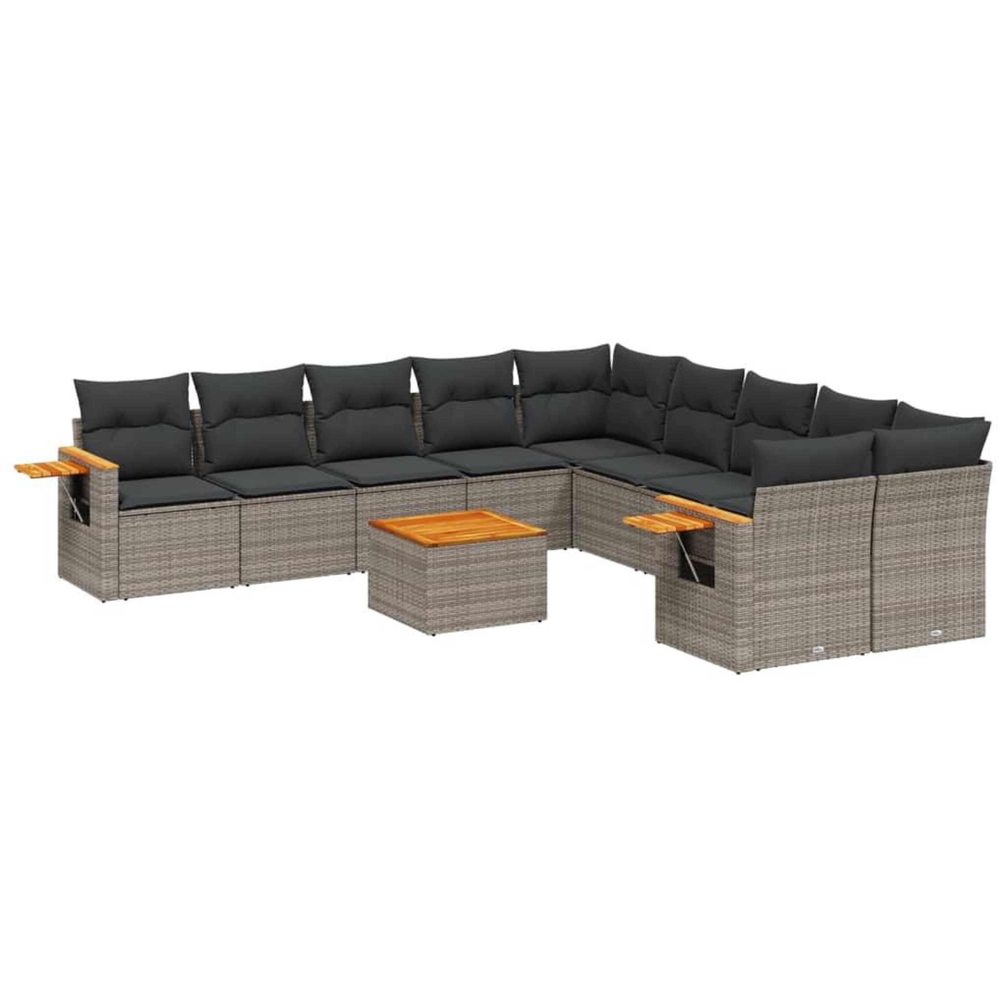 Voir la diapositive 2 : VIDAXL Salon de jardin 11 pcs avec coussins gris resine tressee