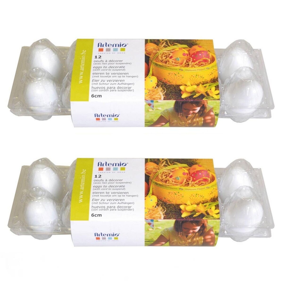 Artemio 24 œufs de Pâques en plastique blanc à décorer