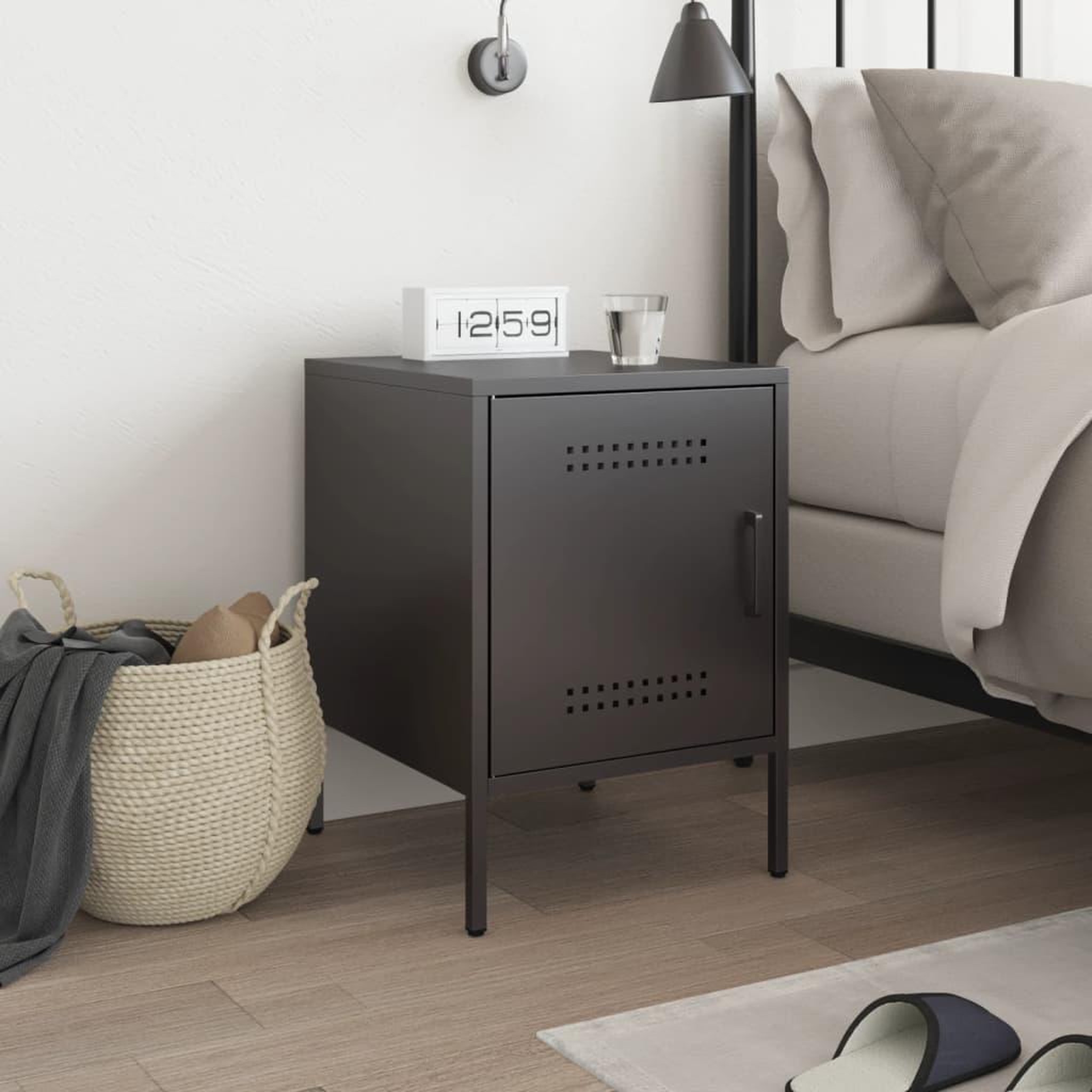 Voir la diapositive 3 : VIDAXL Table de chevet noir 36x39x50,5 cm acier