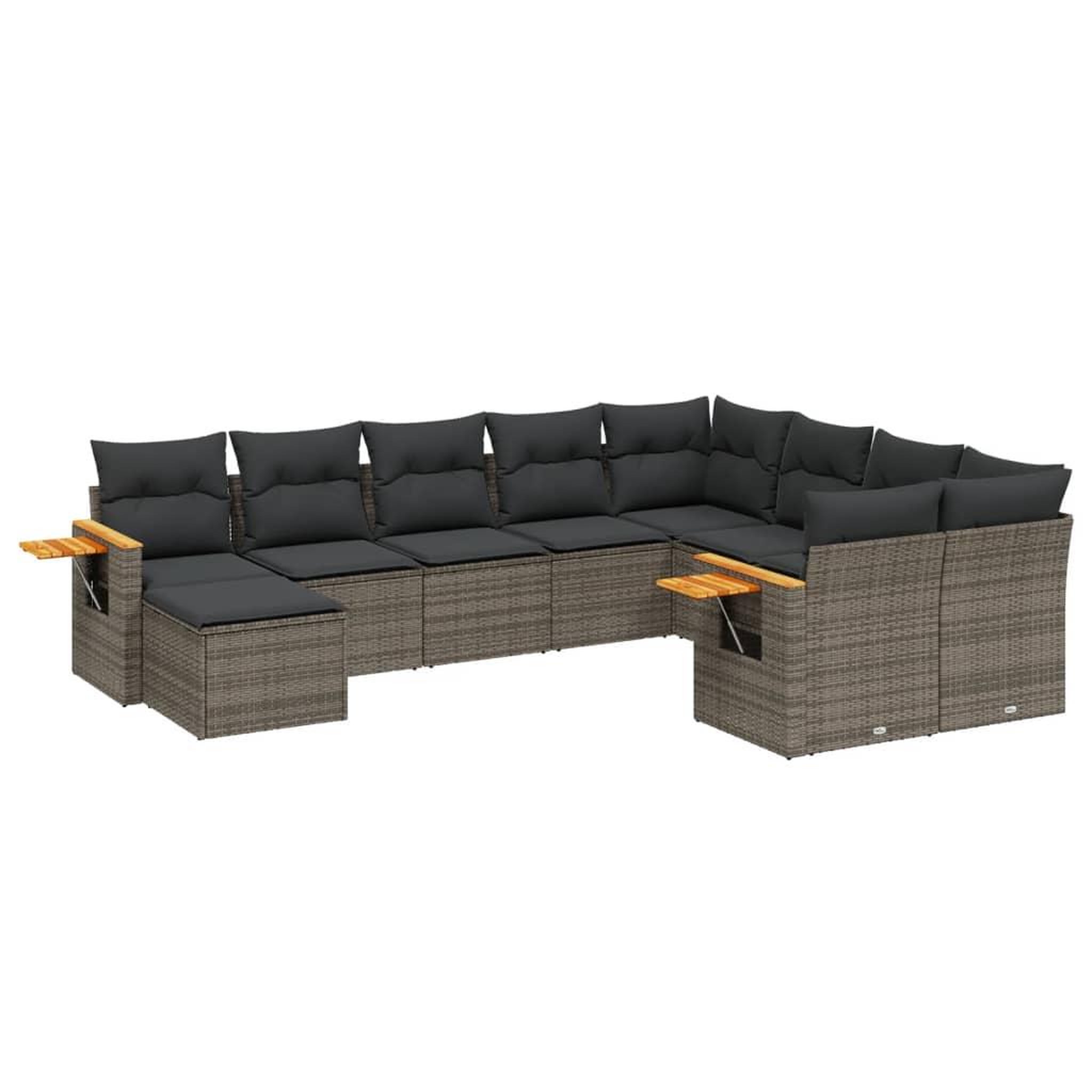 Voir la diapositive 2 : VIDAXL Salon de jardin avec coussins 10 pcs gris resine tressee