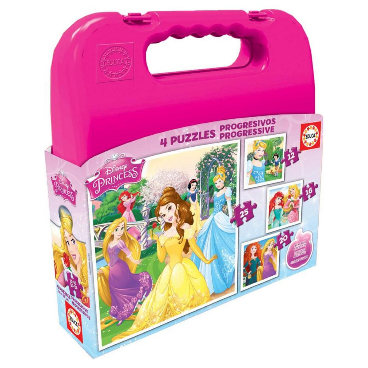 EDUCA Disney princesses - mallette puzzles progressifs 12+16+20+25