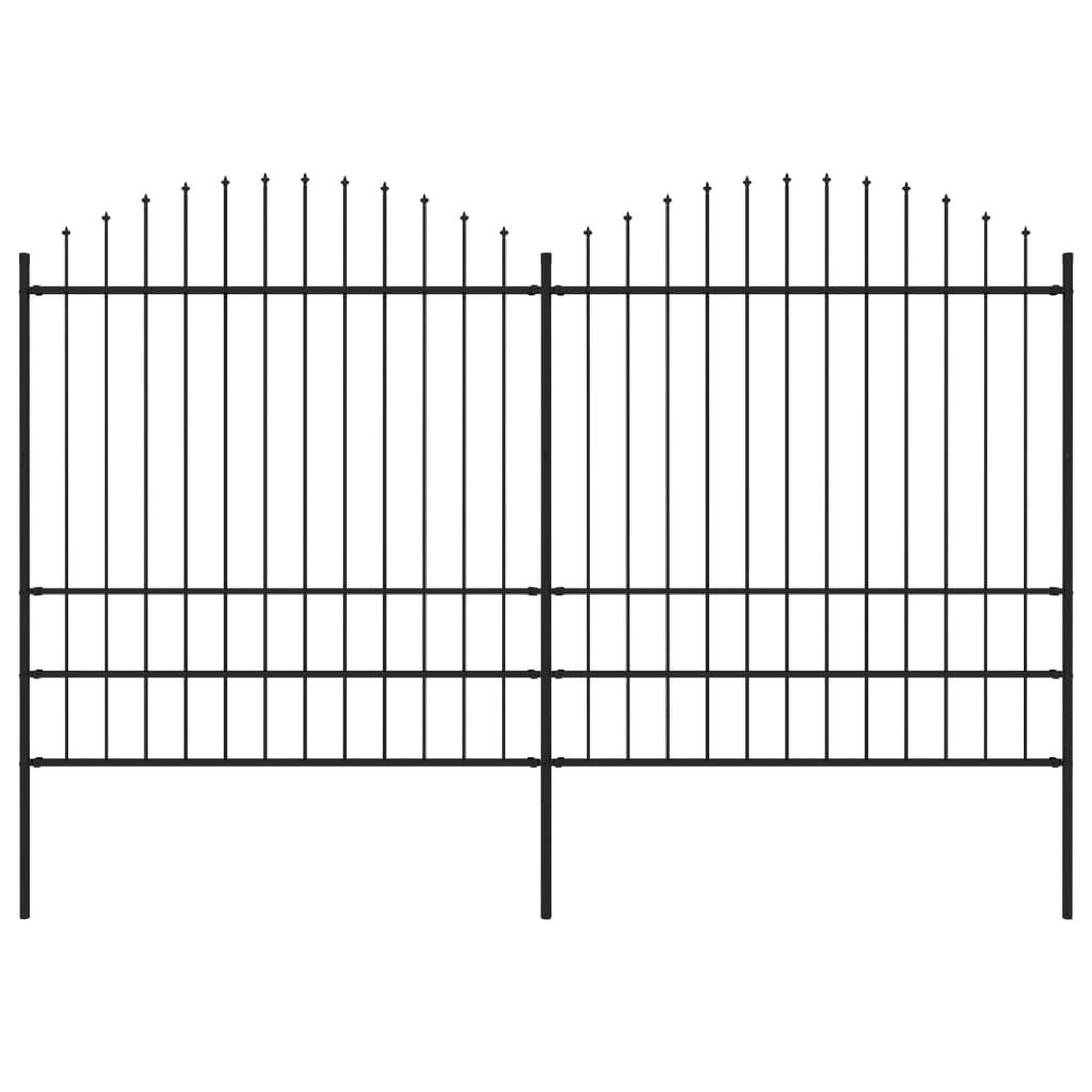 VIDAXL Cloture de jardin a dessus en lance Acier (1,75-2)x3,4 m Noir