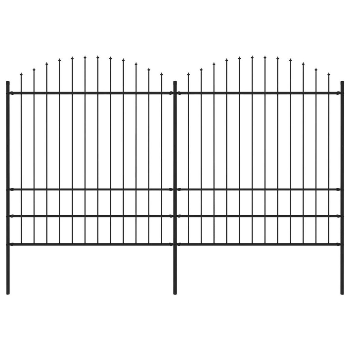 VIDAXL Cloture de jardin a dessus en lance Acier (1,75-2)x3,4 m Noir