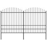 VIDAXL Cloture de jardin a dessus en lance Acier (1,75-2)x3,4 m Noir