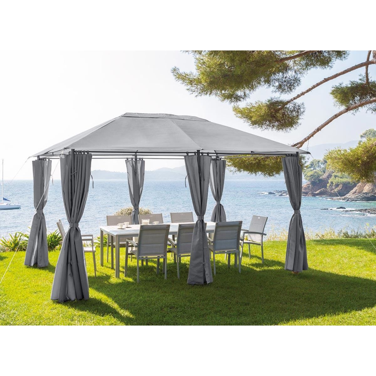 HESPERIDE Tonnelle de jardin Santorini 3 x 4 m Ardoise - Hespéride
