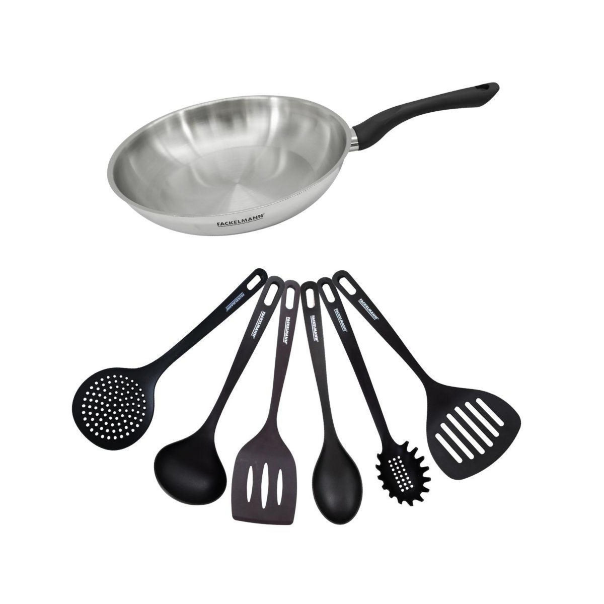 Fackelmann Set poêle 28 cm en inox et 6 ustensiles Fackelmann Geneva