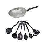 Fackelmann Set poêle 28 cm en inox et 6 ustensiles Fackelmann Geneva