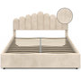 Voir la diapositive 3 : ID MARKET Lit coffre double NOELIE avec tête de lit et sommier 160 x 200 cm velours beige