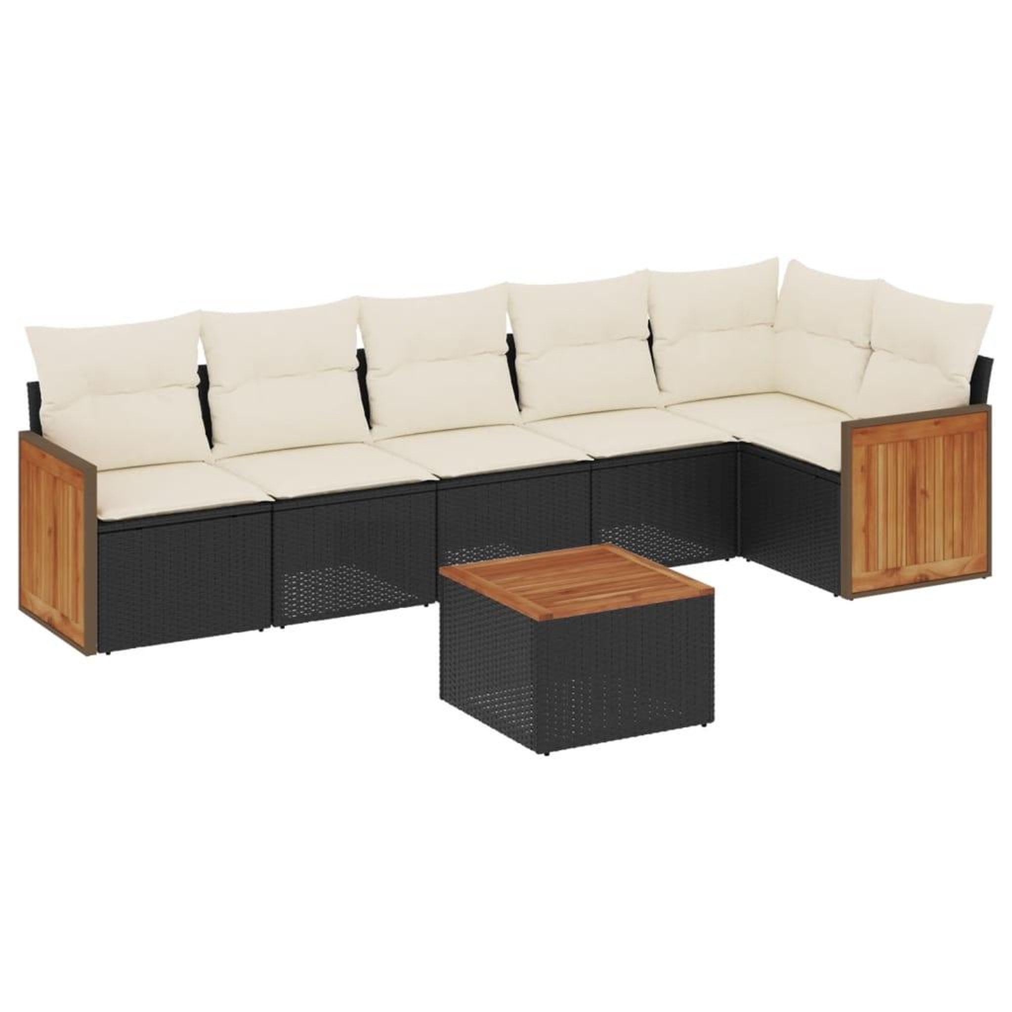 Voir la diapositive 2 : VIDAXL Salon de jardin 7 pcs avec coussins noir resine tressee