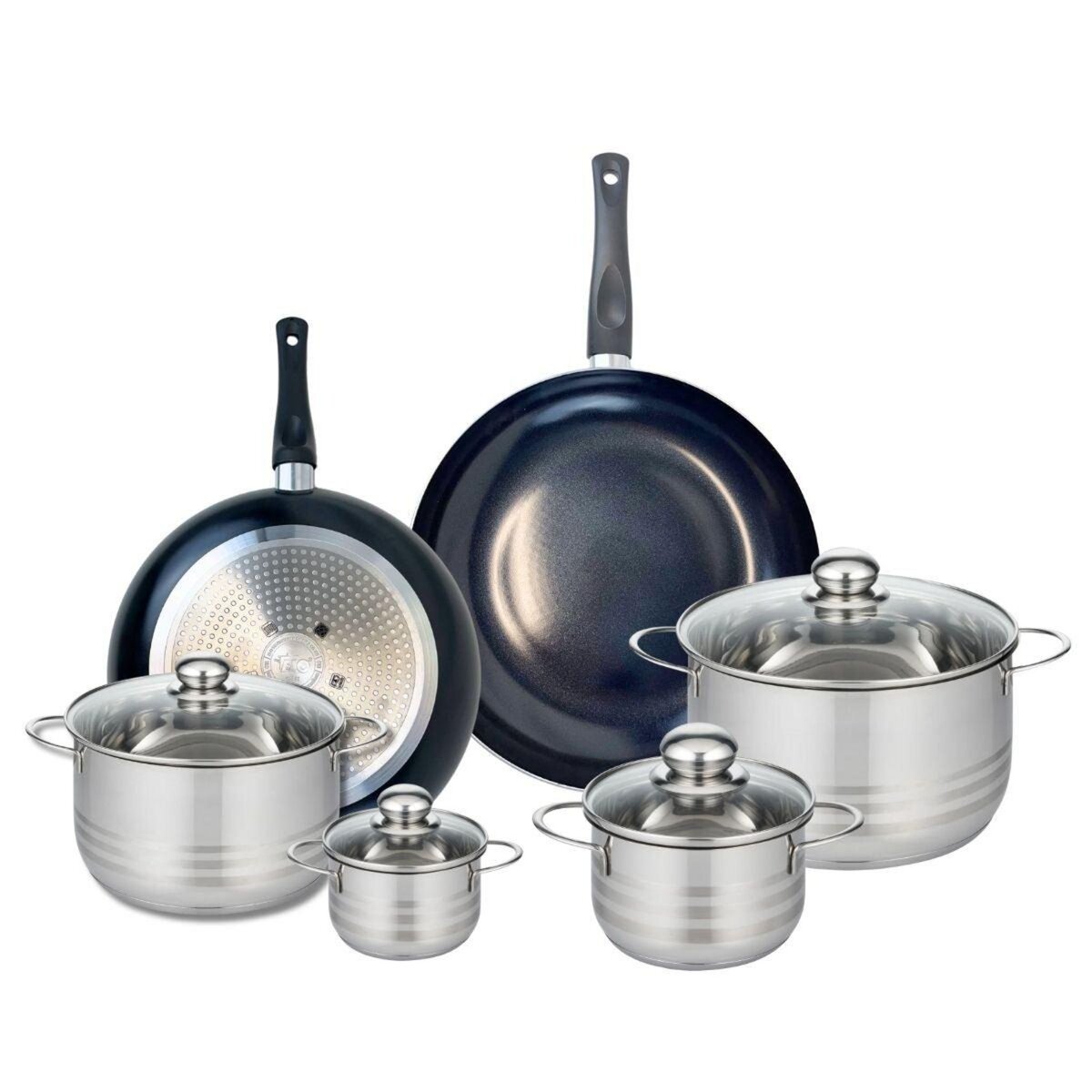 ELO Ensemble de 2 Poêles de cuisson 28 et 32 cm et 4 faitouts 12, 16, 20 et 24 cm Elo Prima Brillant