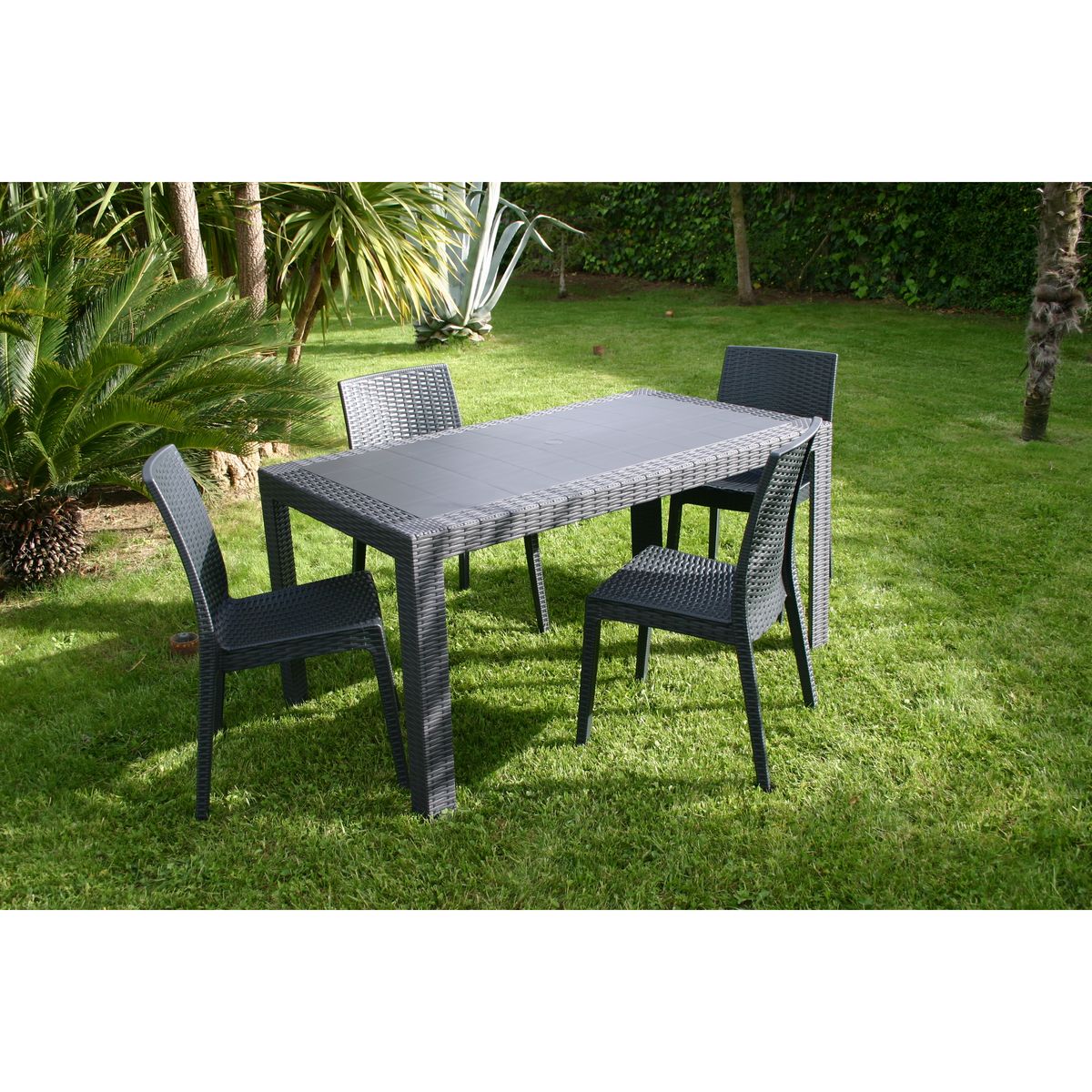 Salon de jardin - 6 places - Gris anthracite - URANO