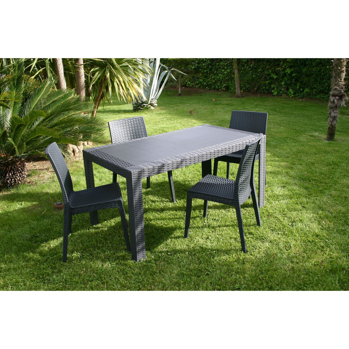 Salon de jardin - 6 places - Gris anthracite - URANO