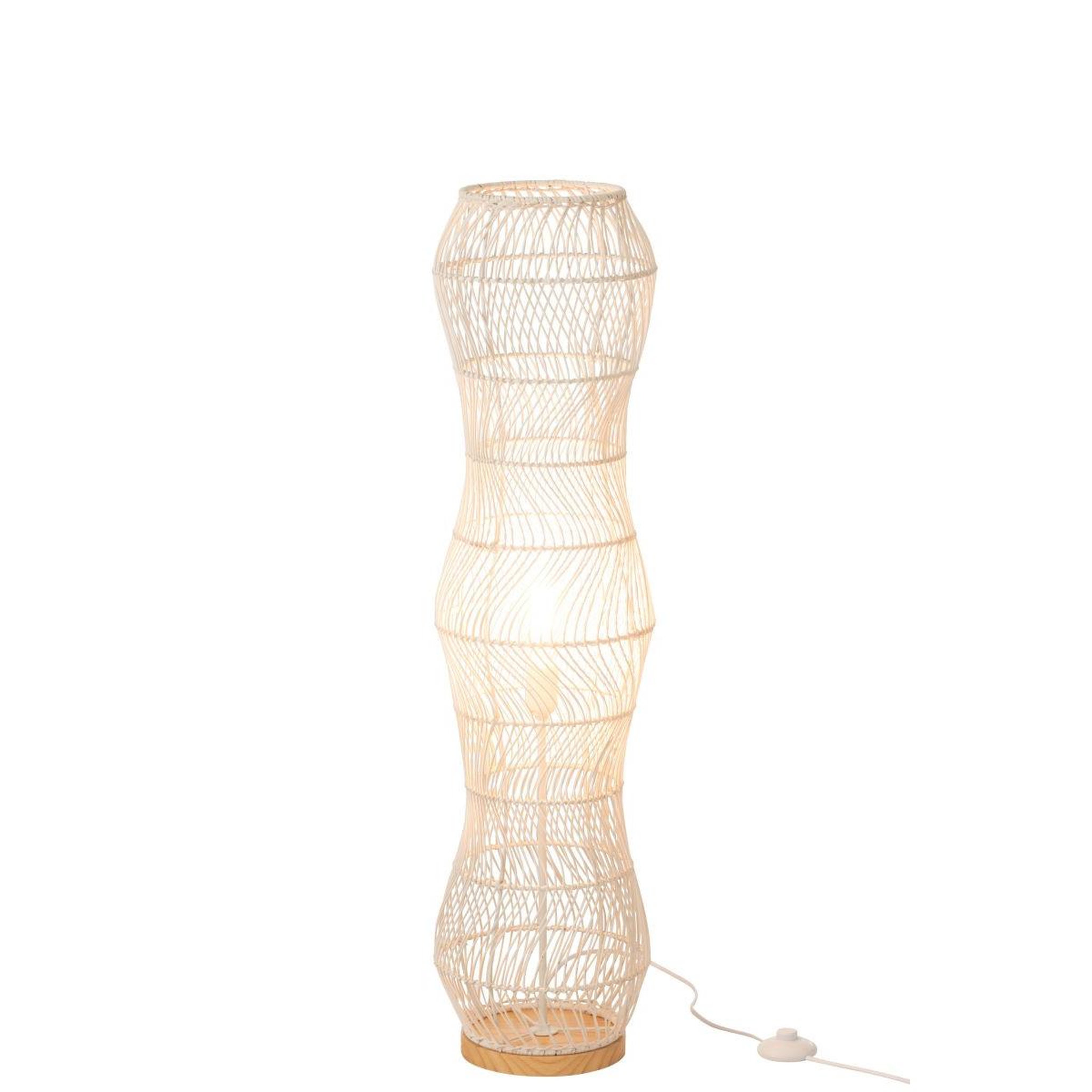 Voir la diapositive 2 : J-LINE Lampadaire torsade en rotin  etta  101cm blanc